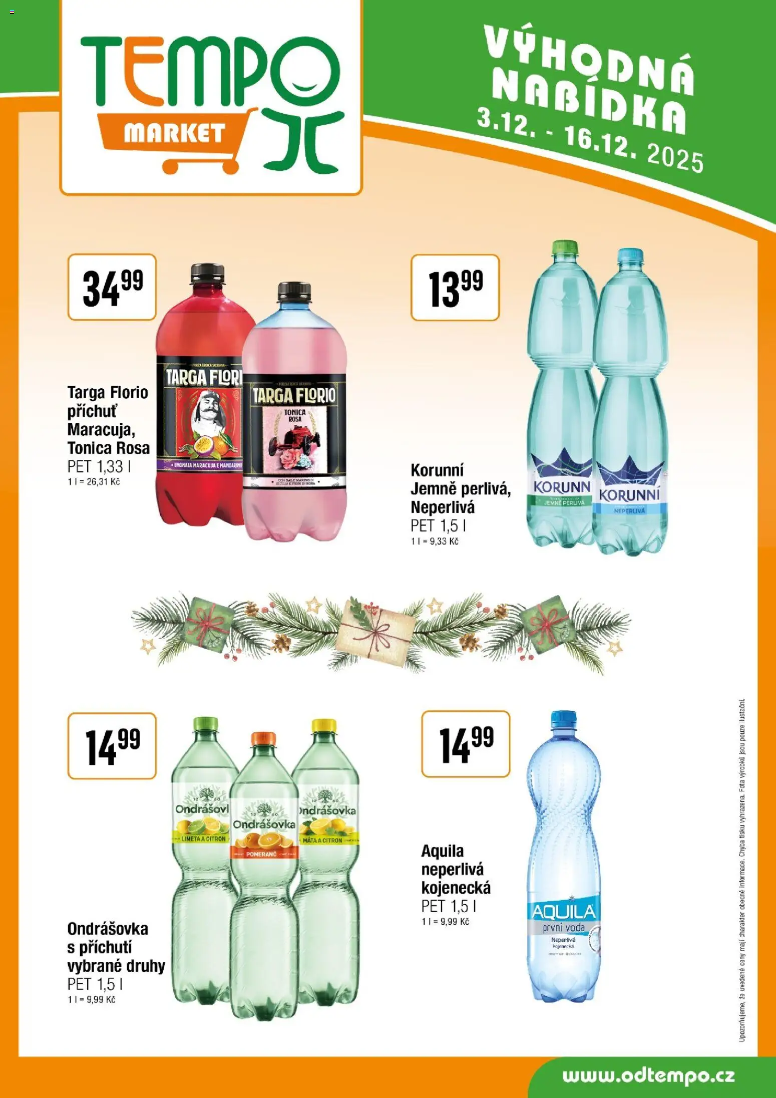 Tempo leták od 03.12.2025 | Strana: 12 | Produkty: Ondrášovka, Voda, Citron, Aquila