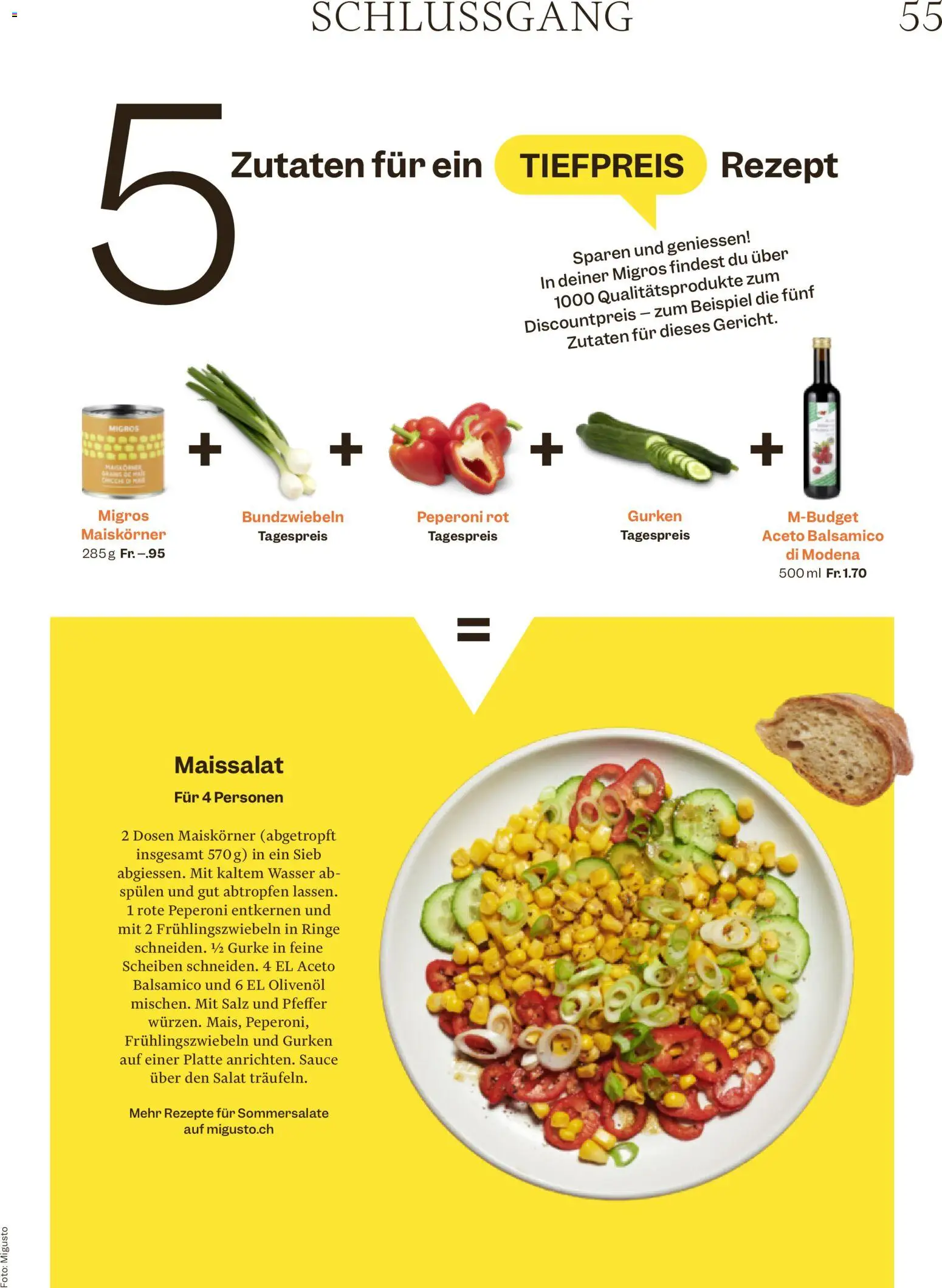Migros aktionen – gültig ab 22.04.2026 | Seite: 55 | Produkte: Balsamico, Insgesamt, Pfeffer, Salat