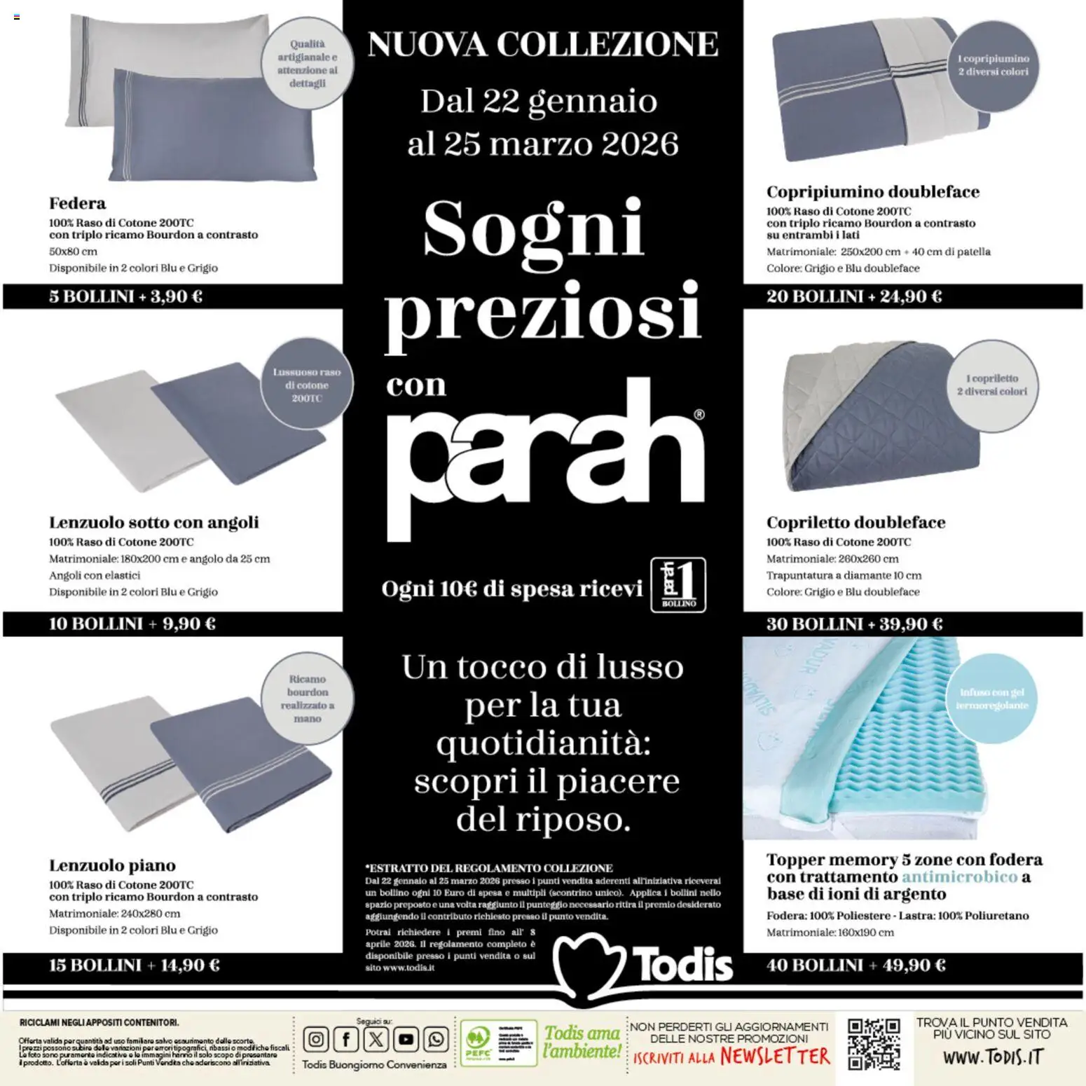 Volantino Todis del 05.02.2026 | Pagina: 24 | Prodotti: Copripiumino, Copriletto, Federa, Elastici