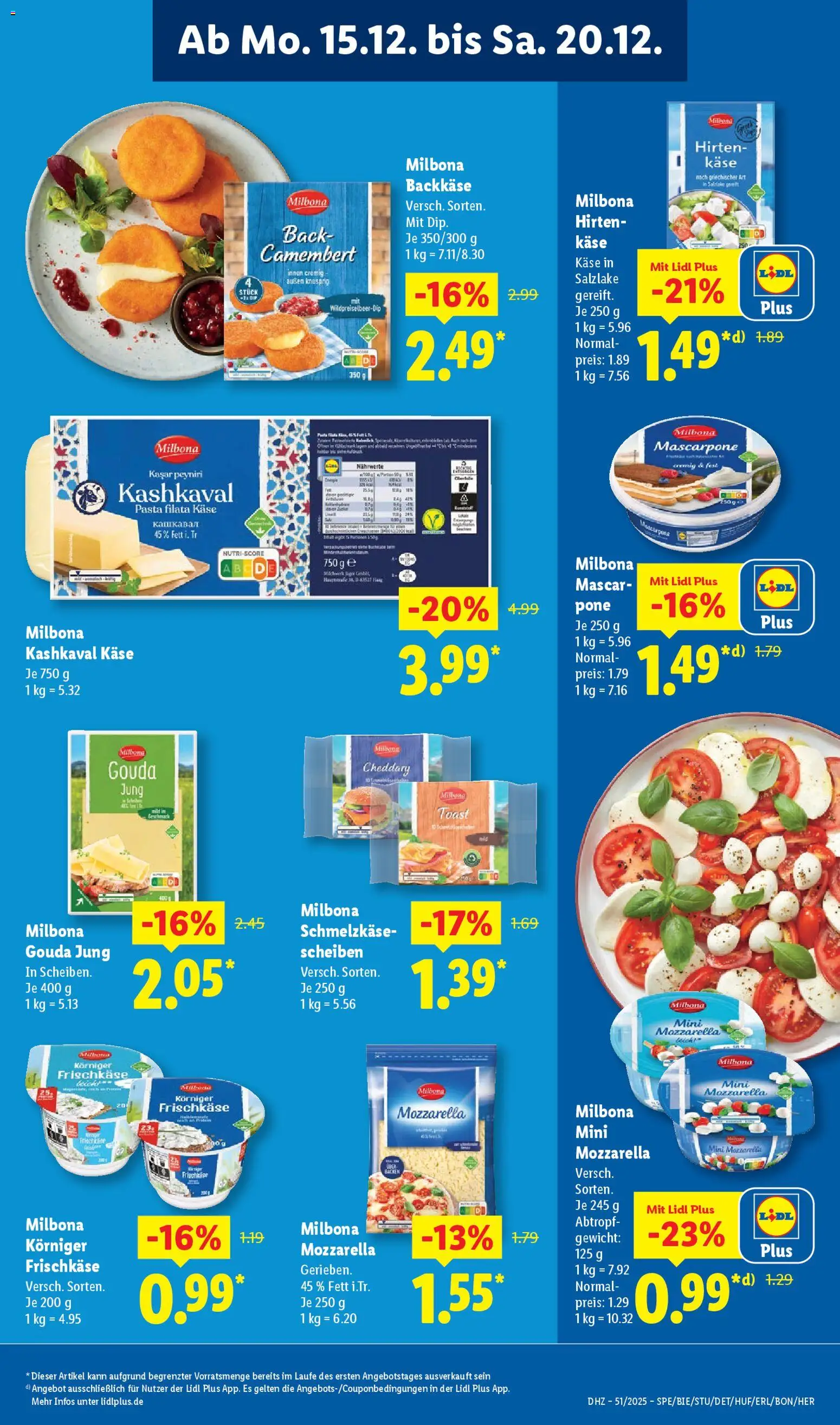 Lidl Prospekt Gundelsheim – gültig ab 15.12.2025 | Seite: 15 | Produkte: Käse, Mascarpone, Toast, Frischkase