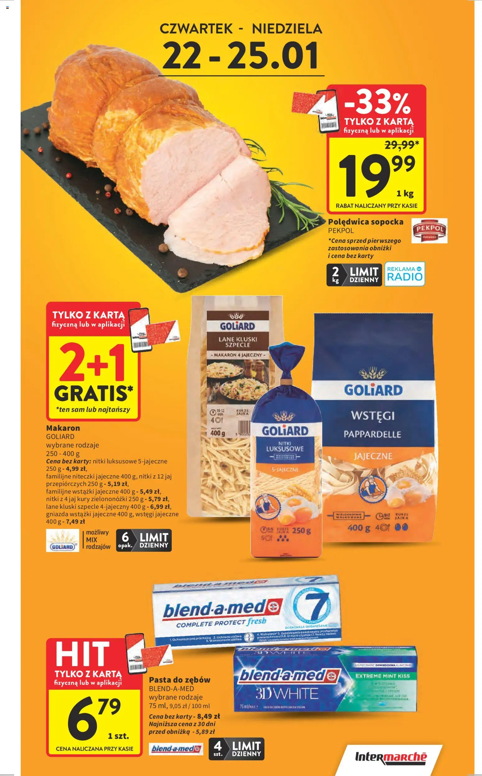 Intermarche Gazetka od 22.01.2026 | Strona: 3 | Produkty: Karta, Radio, Makaron, Pasta do zębów