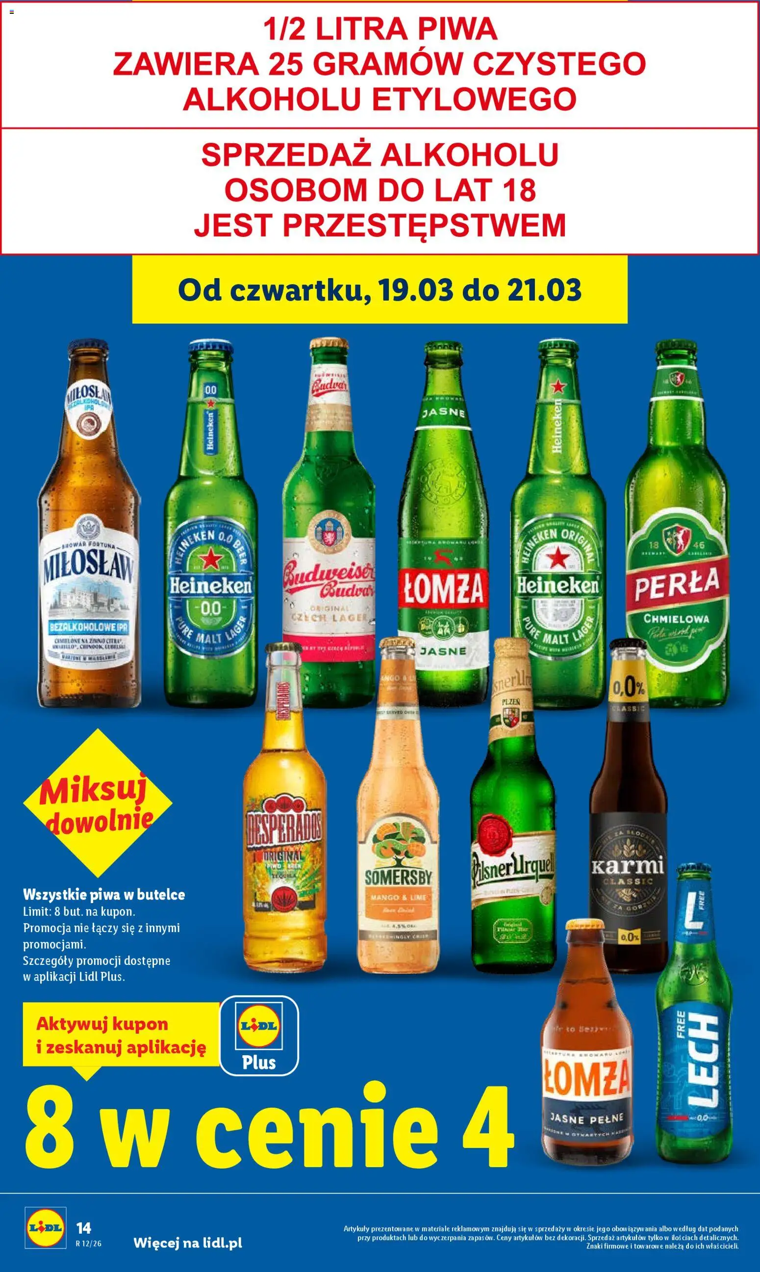 Lidl Polsko leták od 19.03.2026 | Strana: 14 | Produkty: Heineken, Budvar, Desperados, Perla