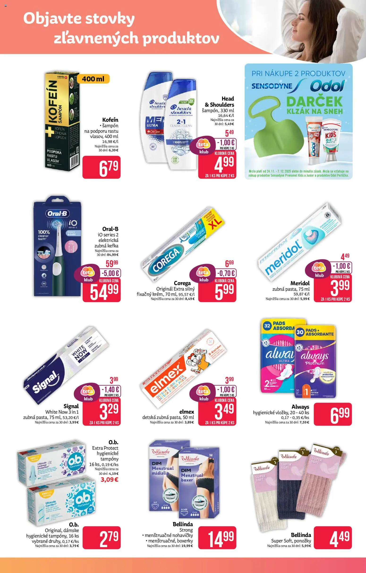 Nové Teta drogerie akcie – leták je platný od 24.11.2025 | Strana: 9 | Produkty: Elektrická zubná kefka, Zubná kefka, Šampón, Boxerky