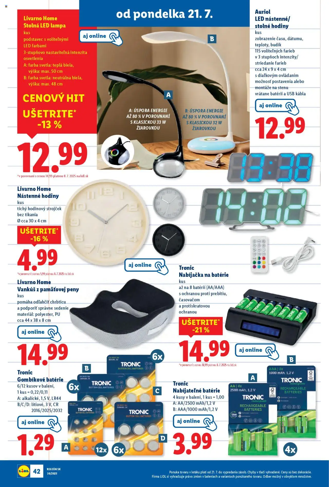 Lidl leták │ platný od 21.07.2025 | Strana: 56 | Produkty: Tv, Vankúš, Lampa, Led lampa