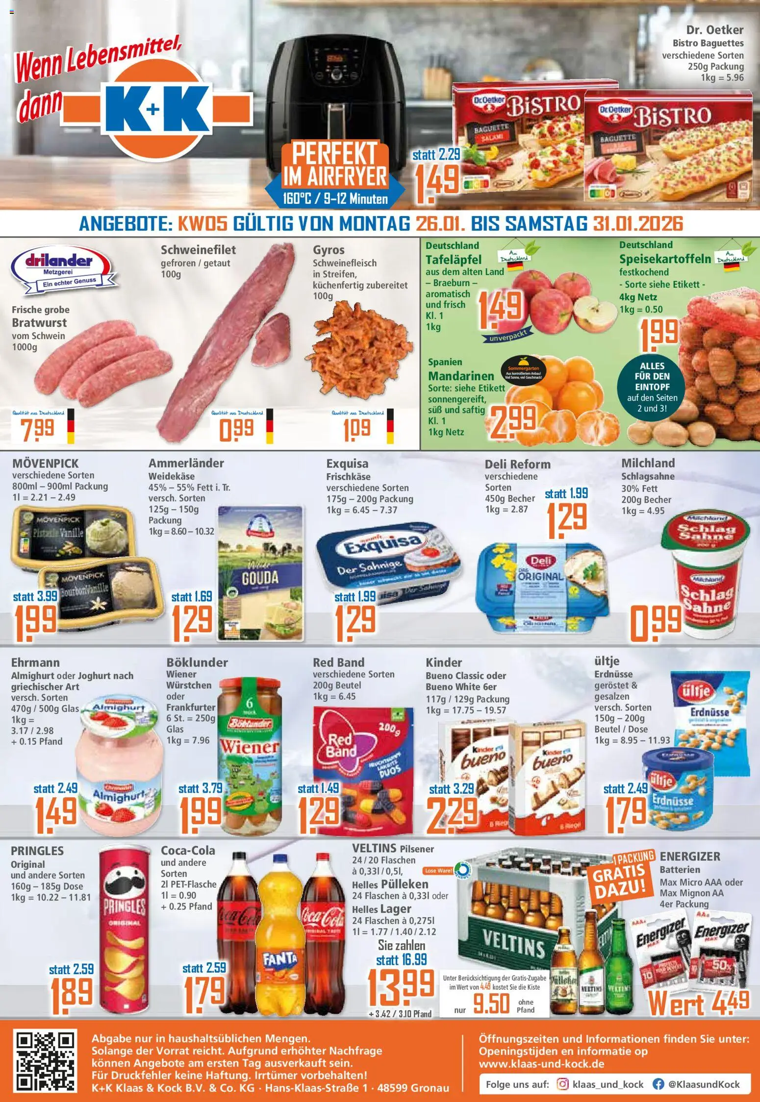 Klaas & Kock Prospekt 	 – gültig ab 26.01.2026 | Seite: 1 | Produkte: Helles pulleken, Joghurt, Mandarinen, Veltins