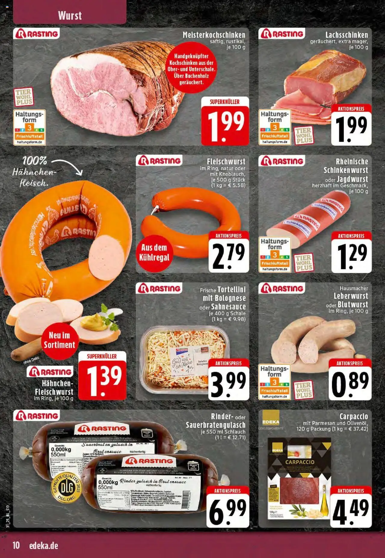 Edeka prospekt Rheine	 - gültig ab dem 27.07.2025 | Seite: 10 | Produkte: Gewicht, Küche, Gulasch, Schinken