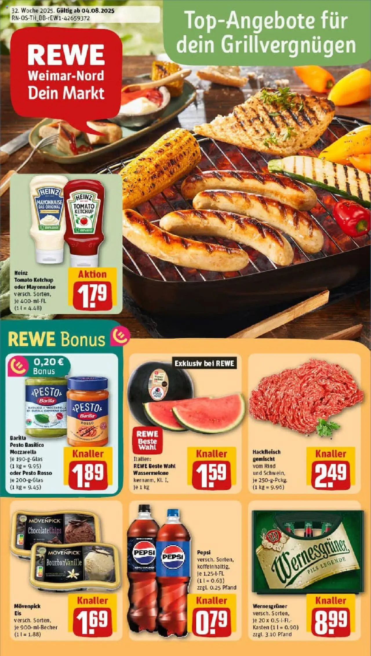 Rewe prospekt Weimar	 - gültig ab dem 03.08.2025 | Seite: 1 | Produkte: Movenpick eis, Wassermelone, Ketchup, Eis