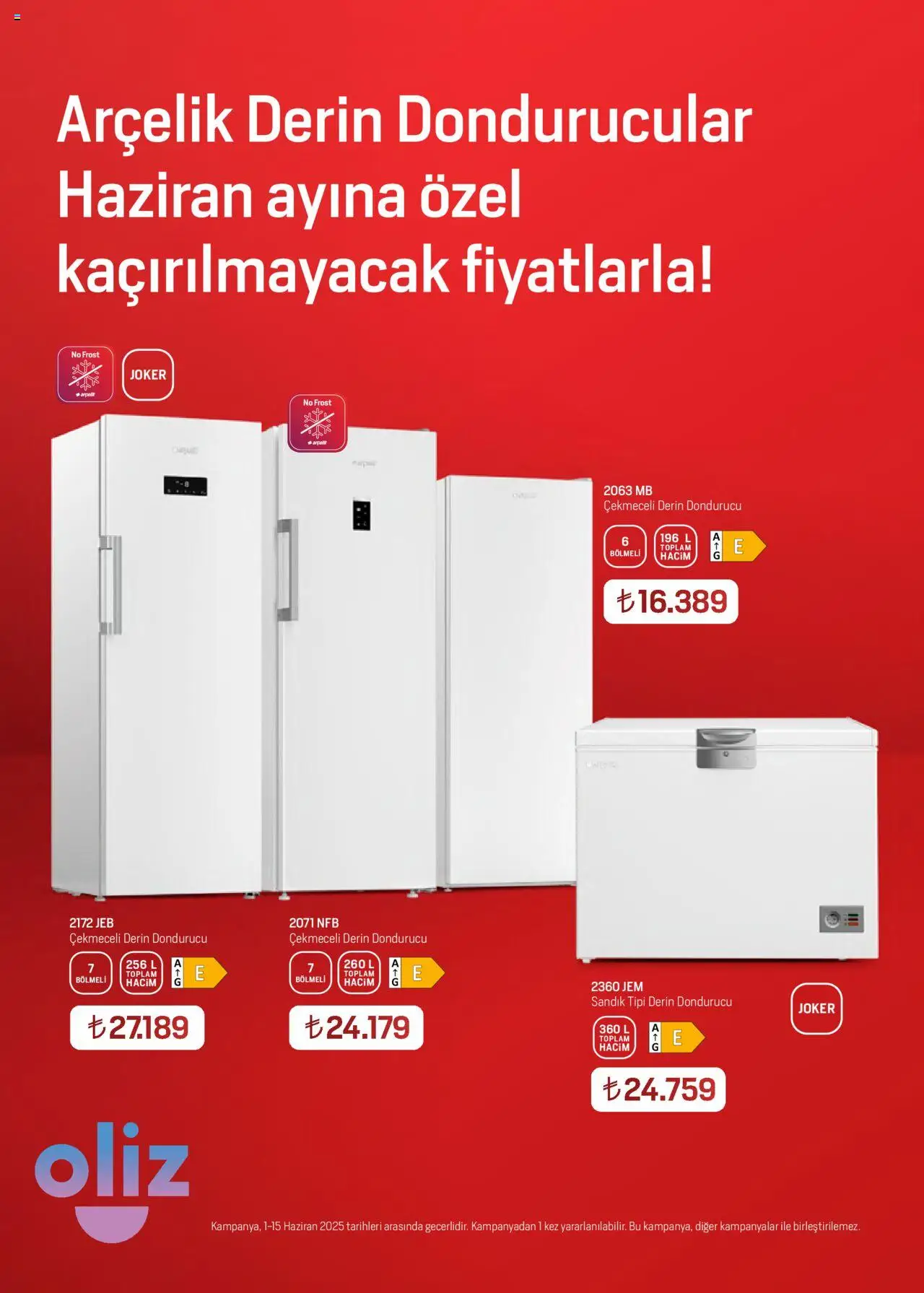 Arçelik Katalog - 01.06.2025 tarihinden itibaren geçerlidir | Sayfa: 36 | Ürünler: Dondurucu