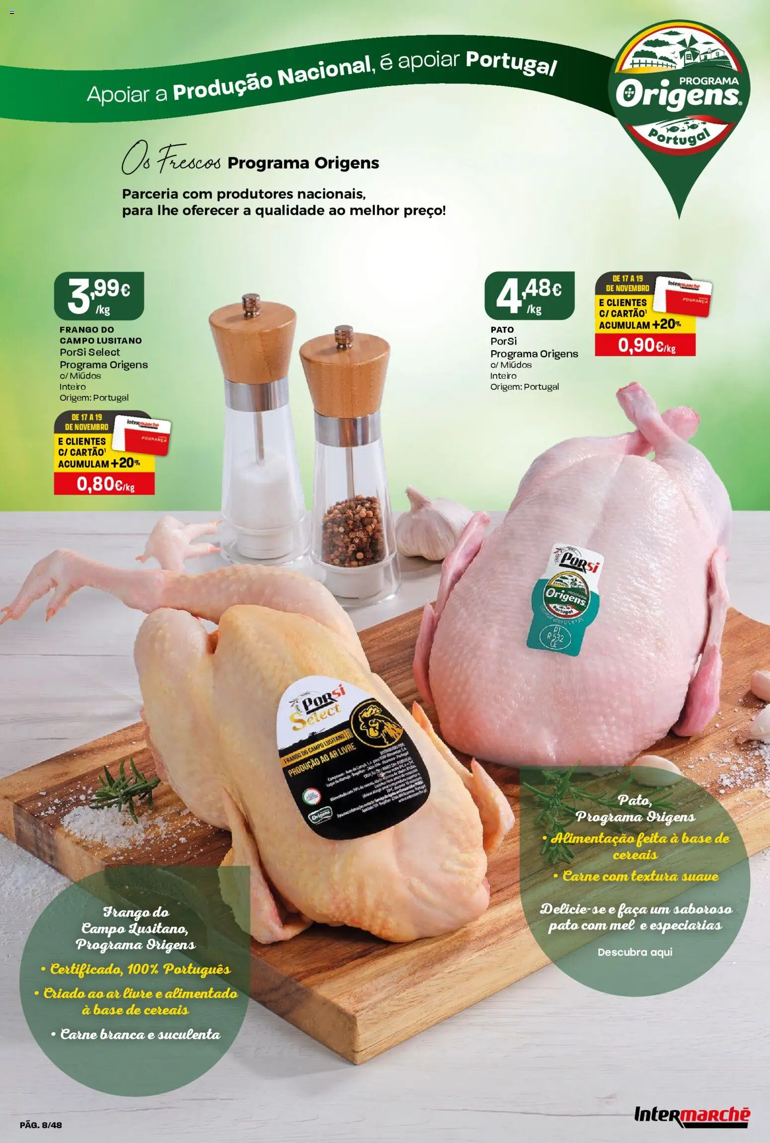 Intermarché folheto │ válido de 13.11.2025 | Página: 8 | Produtos: Frango, Base, Mel, Carne