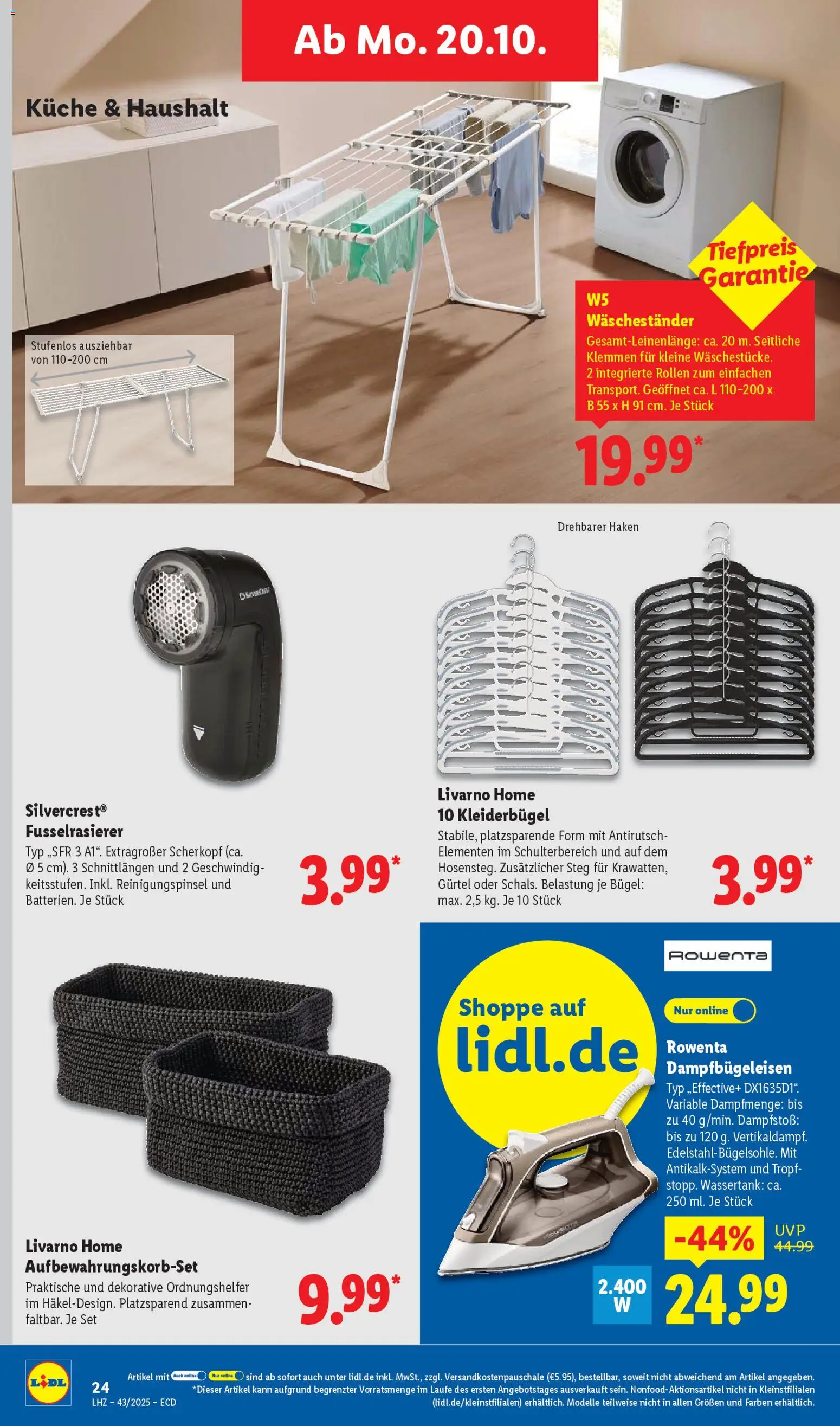 Lidl - Prospekt – gültig ab 20.10.2025 | Seite: 40 | Produkte: Küche, Kleiderbügel, Gürtel, Waschestander