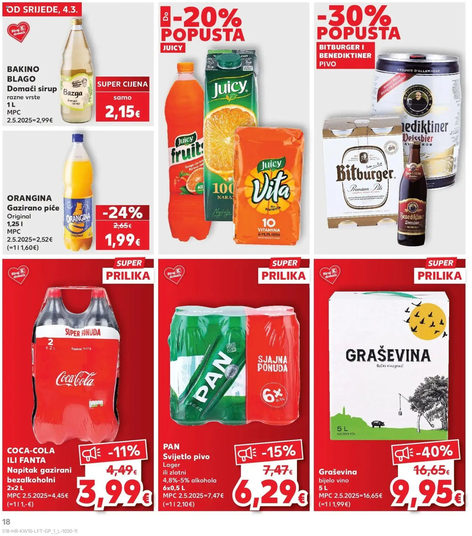 Kaufland katalog | vrijedi od 04.03.2026 | Stranica: 18 | Proizvodi: Coca cola, Fanta, Vino, Pan
