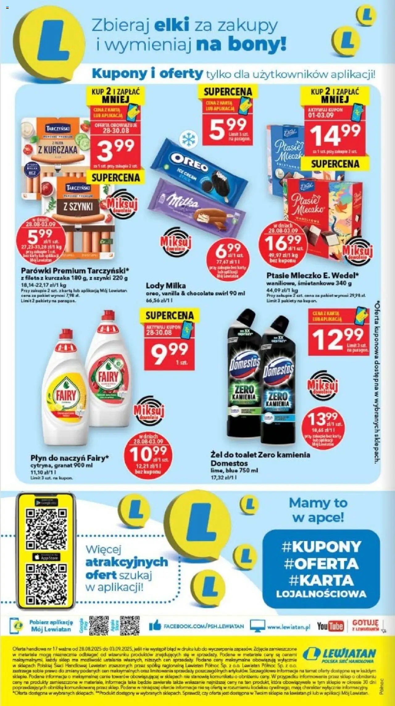 Lewiatan gazetka - Gdańsk od 28.08.2025 | Strona: 8 | Produkty: Parówki, Milka, Domestos, Lody