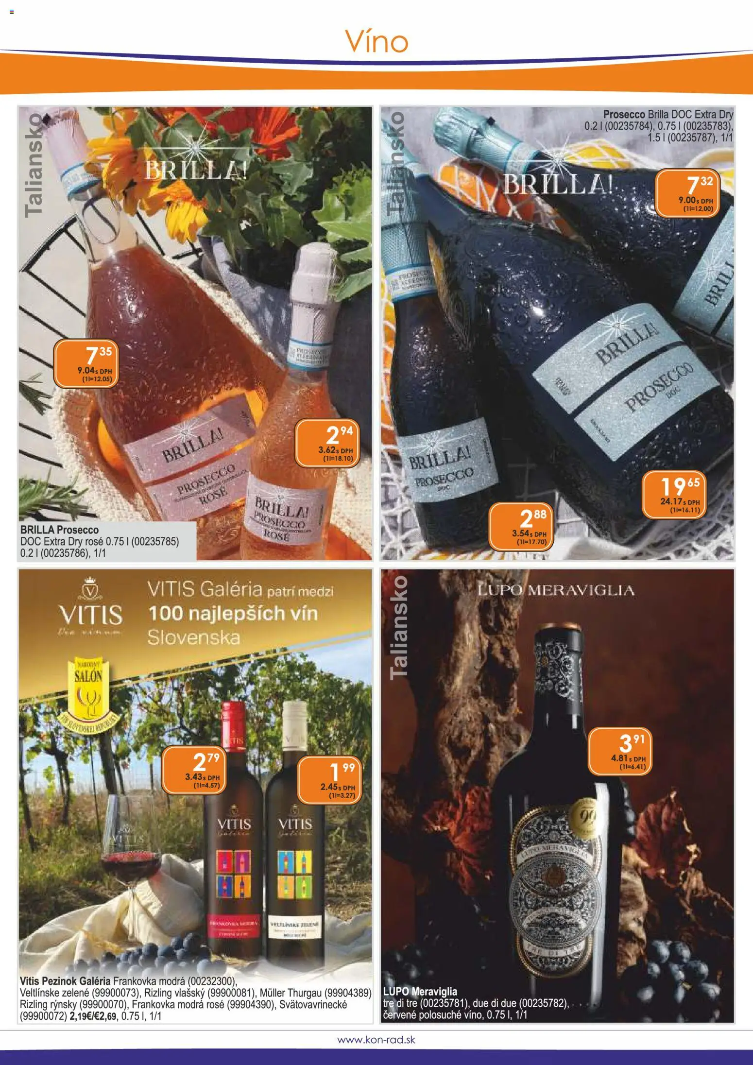 Nové KON - RAD akcie – leták je platný od 01.04.2026 | Strana: 15 | Produkty: Víno, Prosecco