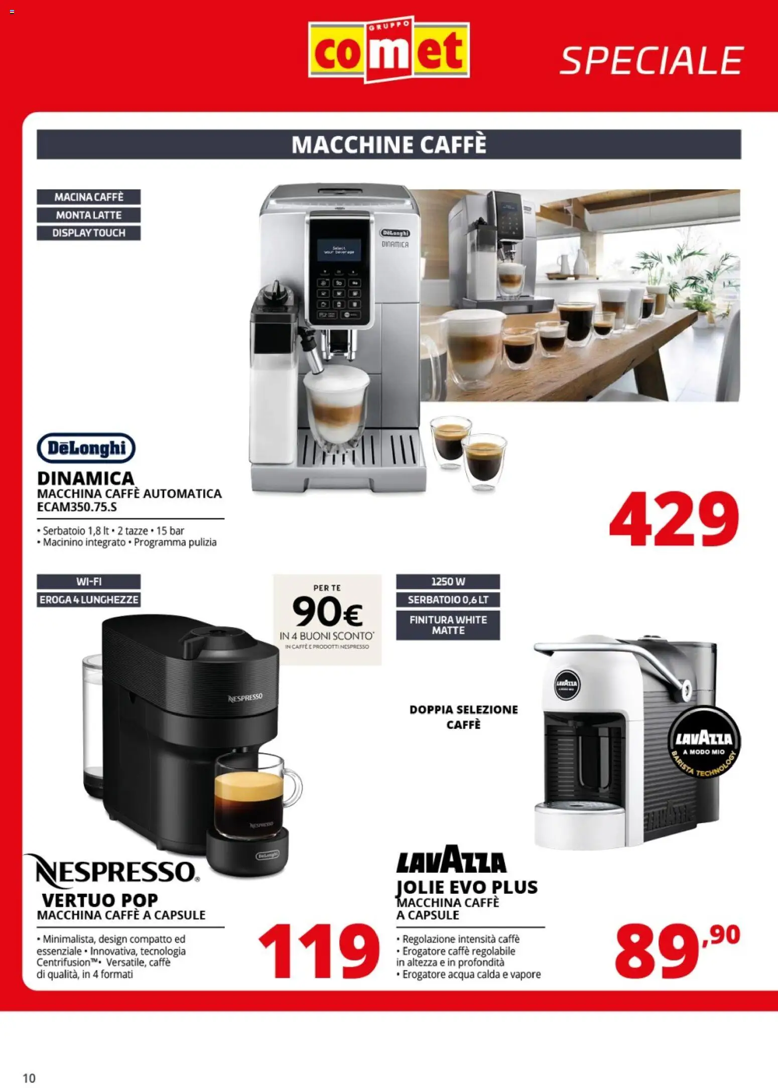 Volantino Comet del 10.03.2026 | Pagina: 10 | Prodotti: Caffè, Tè, Acqua, Latte