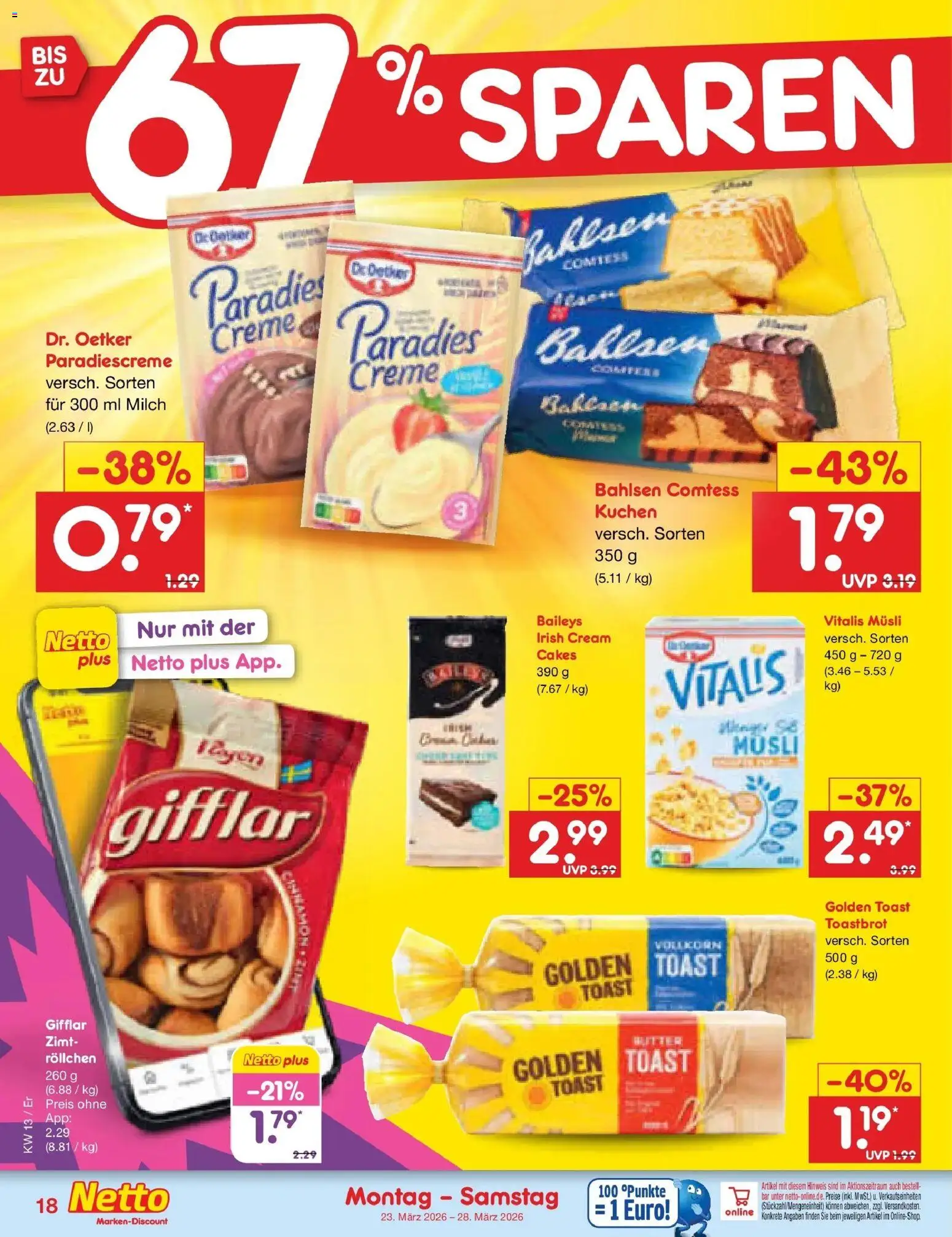 Netto Marken-Discount Prospekt Nordhausen	 – gültig ab 23.03.2026 | Seite: 20 | Produkte: Milch, Toast, Toastbrot, Kuchen
