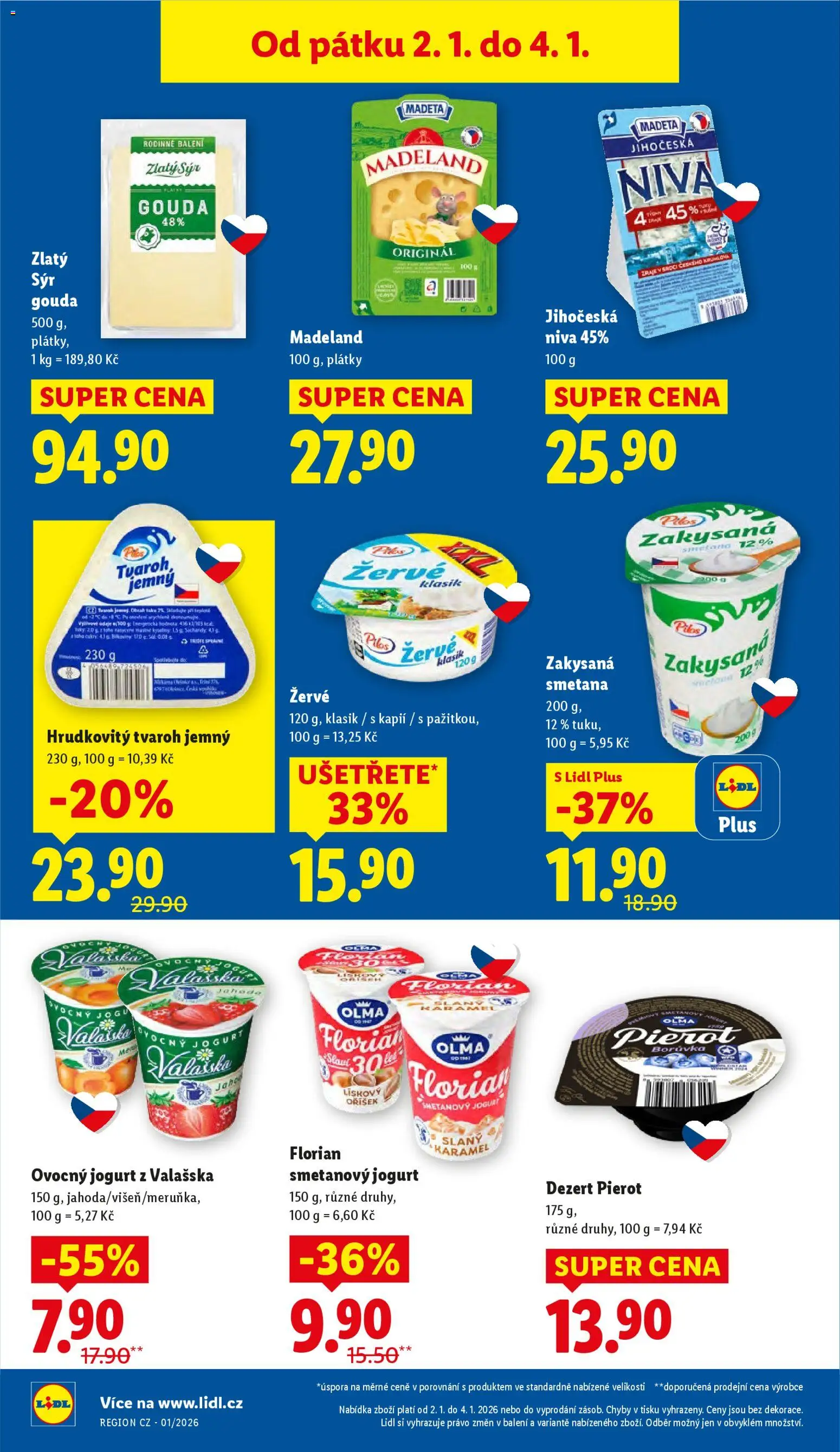 Lidl leták od 02.01.2026 | Strana: 14 | Produkty: Sýr Gouda, Sýr, Zakysaná smetana, Cottage