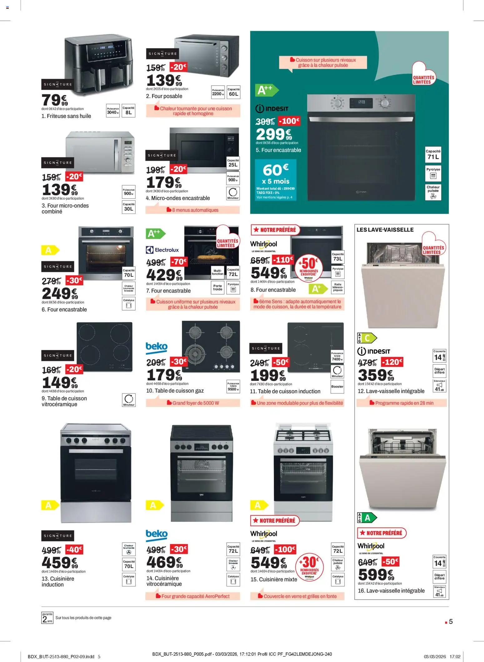 {H1} | Page: 5 | Produits: Four, Friteuse, Cuisinière, Table