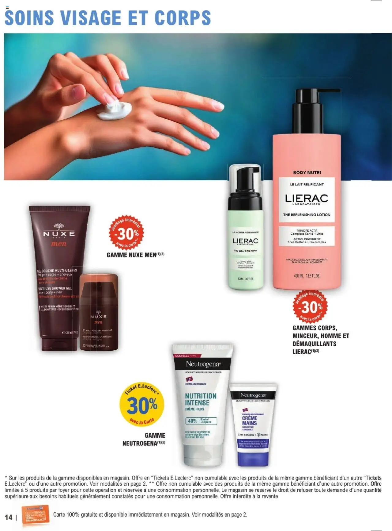 {H1} | Page: 14 | Produits: Mousse, Gel douche, Douche, Lait
