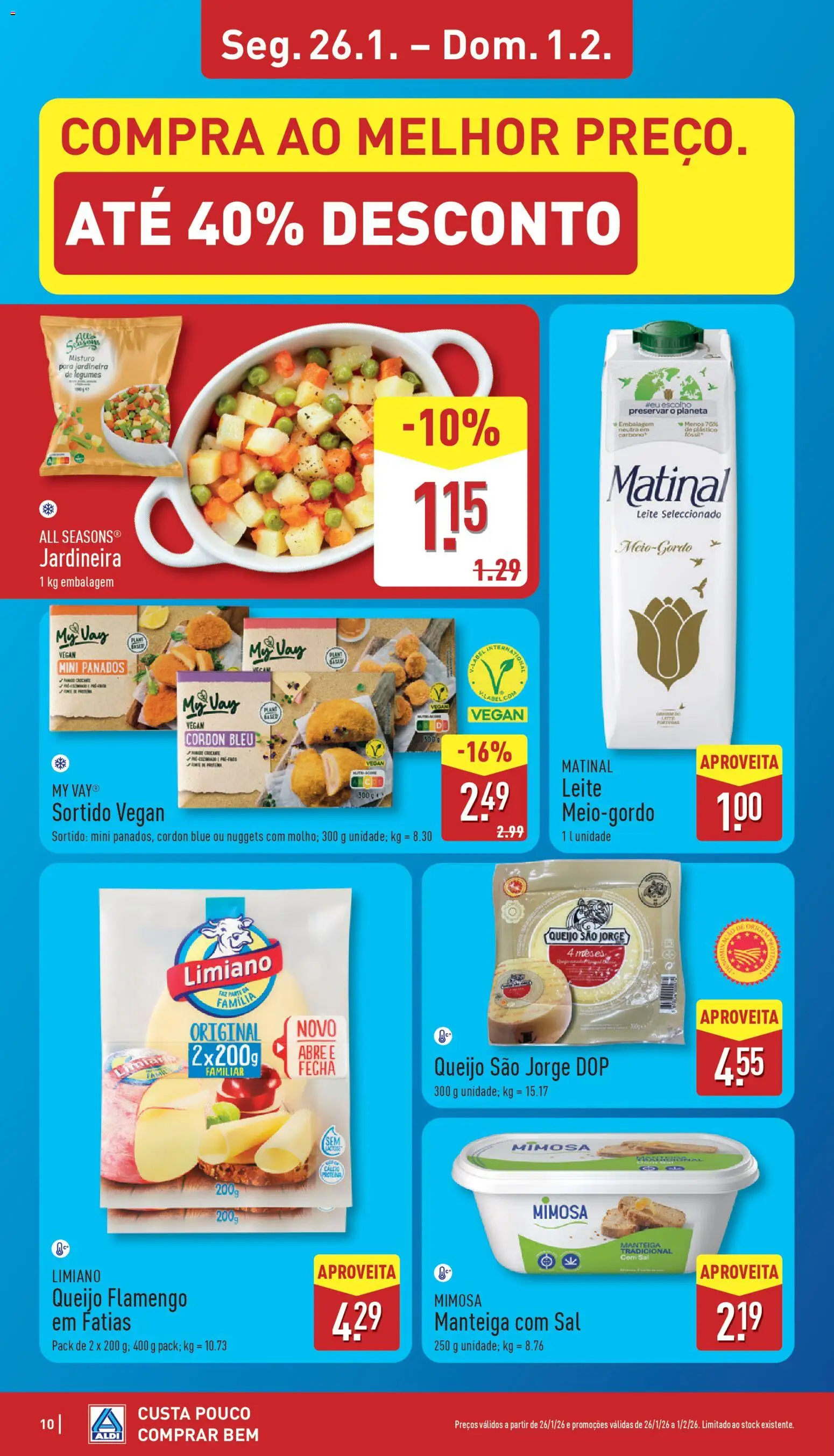 Aldi folheto │ válido de 26.01.2026 | Página: 10 | Produtos: Sal, Manteiga, Queijo, Proteina