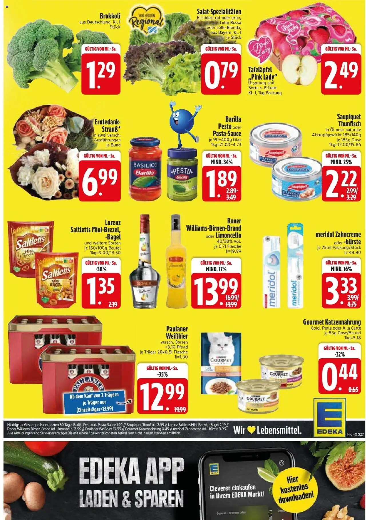 Edeka prospekt Bodenwöhr	 – gültig ab 28.09.2025 | Seite: 27 | Produkte: Thunfisch, Limoncello, Pasta, Paulaner