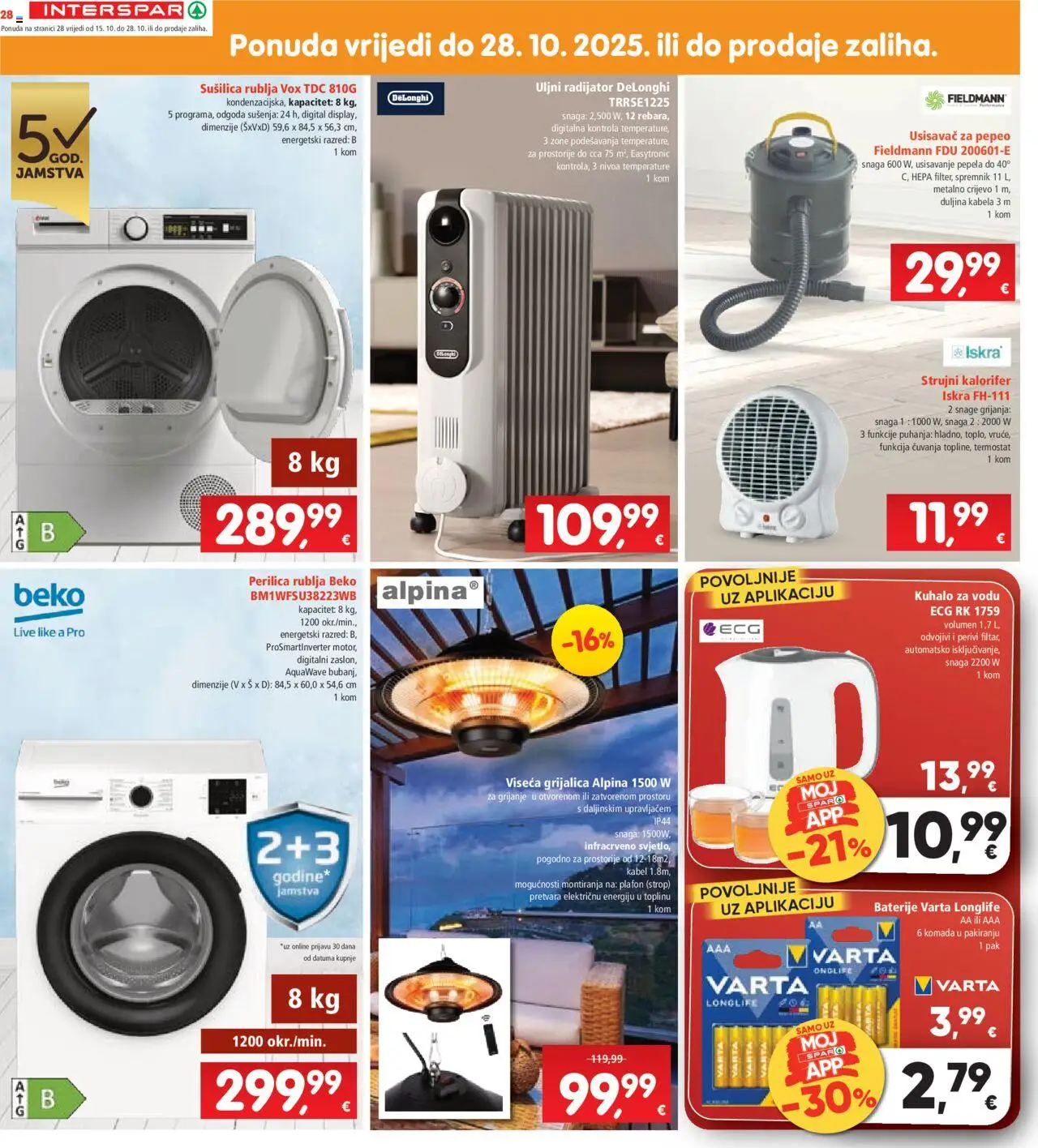 Interspar katalog | vrijedi od 15.10.2025 | Stranica: 30 | Proizvodi: Kuhalo za vodu, Termostat, Kabel, Sušilica