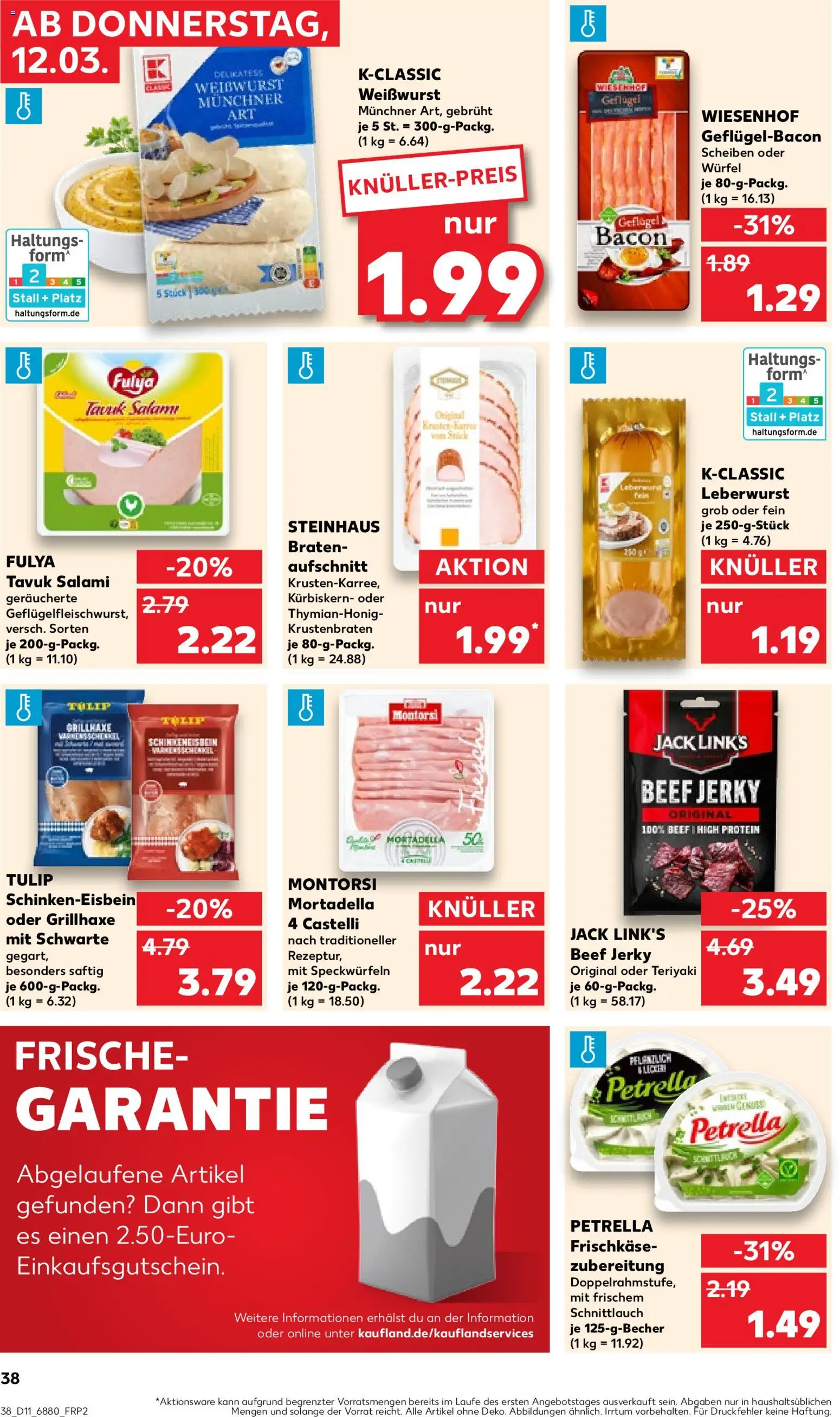 Kaufland Prospekt Völklingen	 – gültig ab 12.03.2026 | Seite: 38 | Produkte: Weißwurst, Krustenbraten, Salami, Frischkase