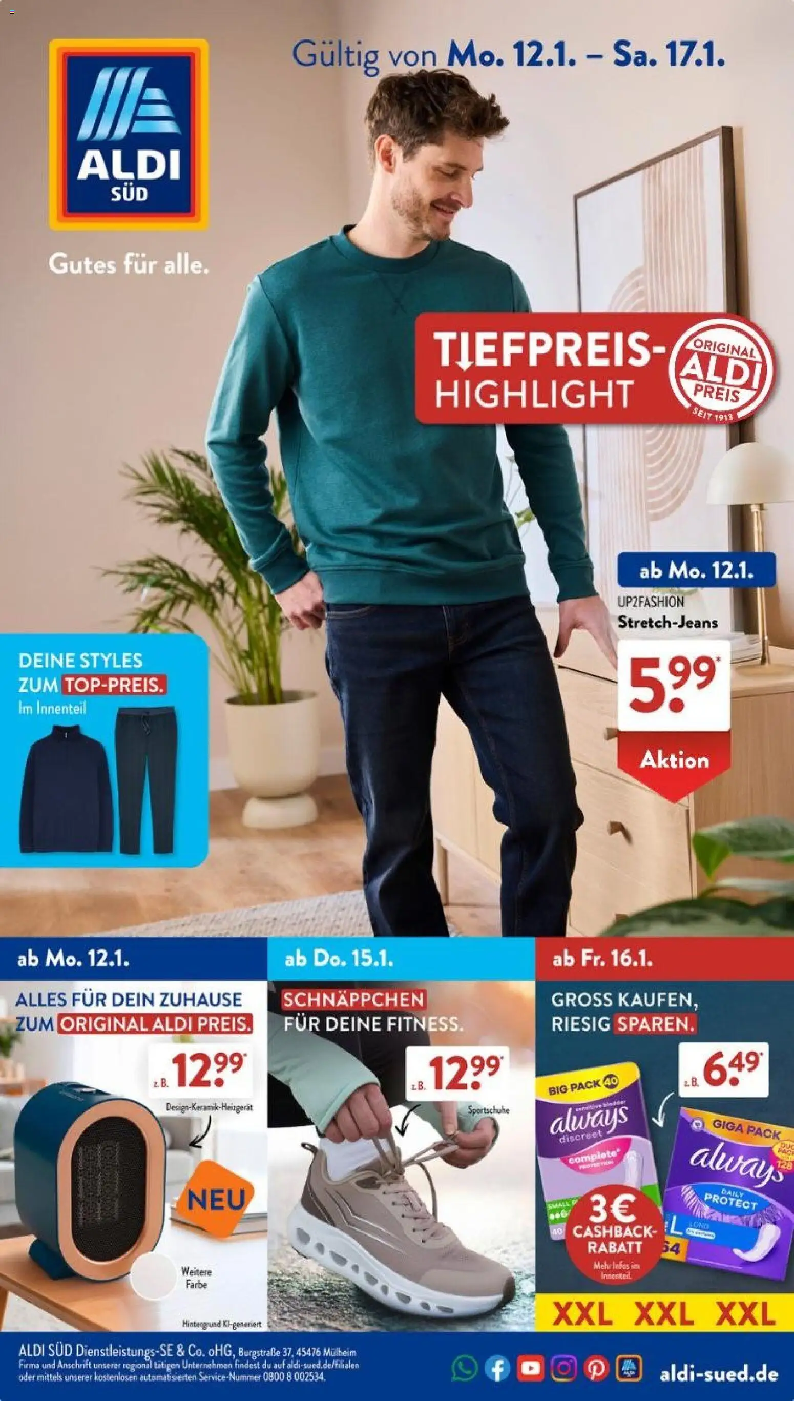 Aldi Süd Prospekt 	 – gültig ab 12.01.2026 | Seite: 1 | Produkte: Up2fashion