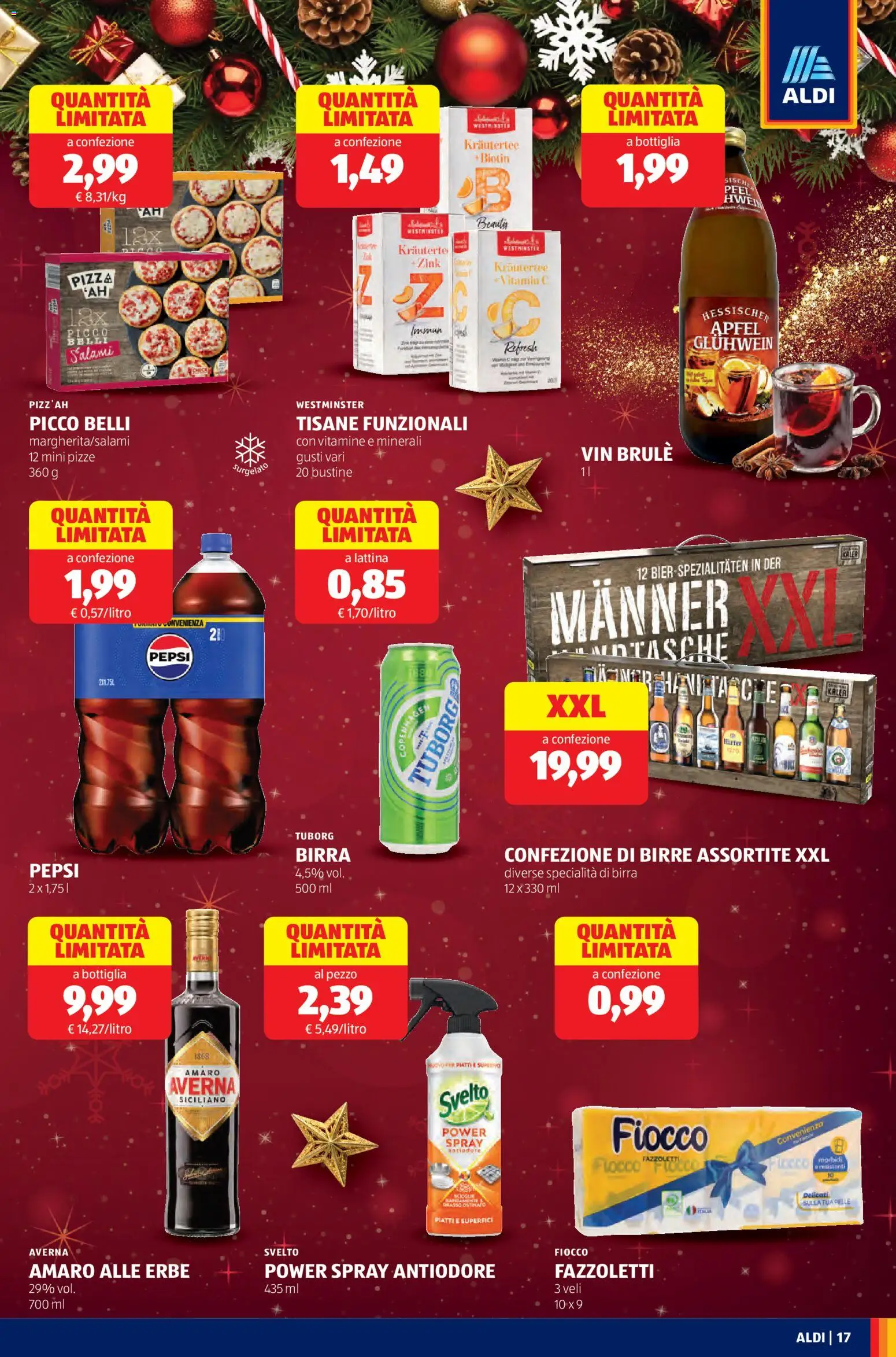 Volantino Aldi del 24.11.2025 | Pagina: 17 | Prodotti: Birra, Fazzoletti, Pepsi, Amaro