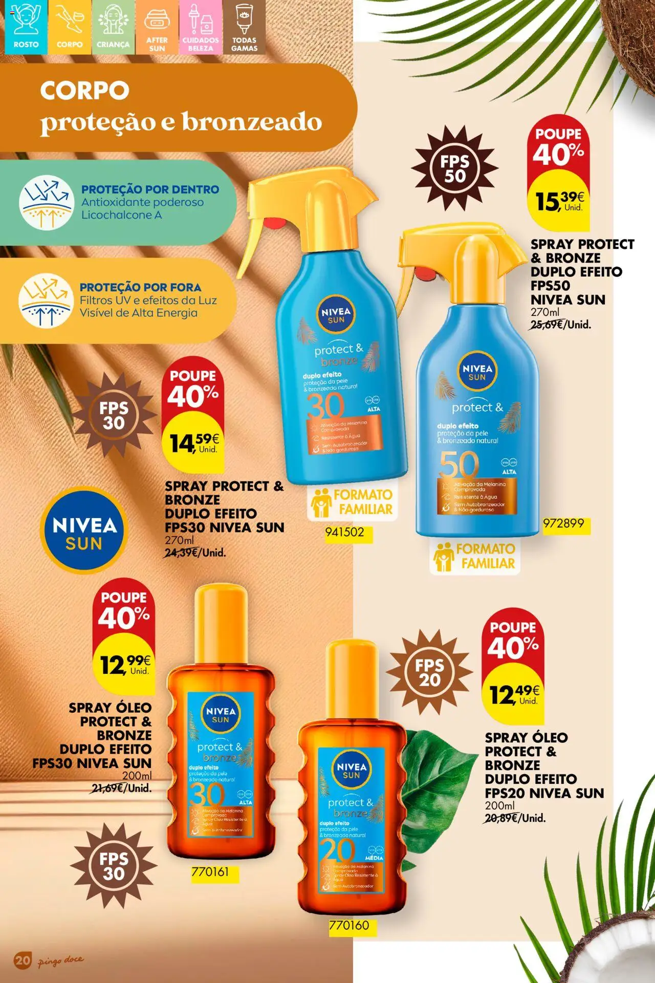 Pingo Doce - Folheto Solares │ válido de 01.04.2025 | Página: 20 | Produtos: Agua, Autobronzeador, Óleo