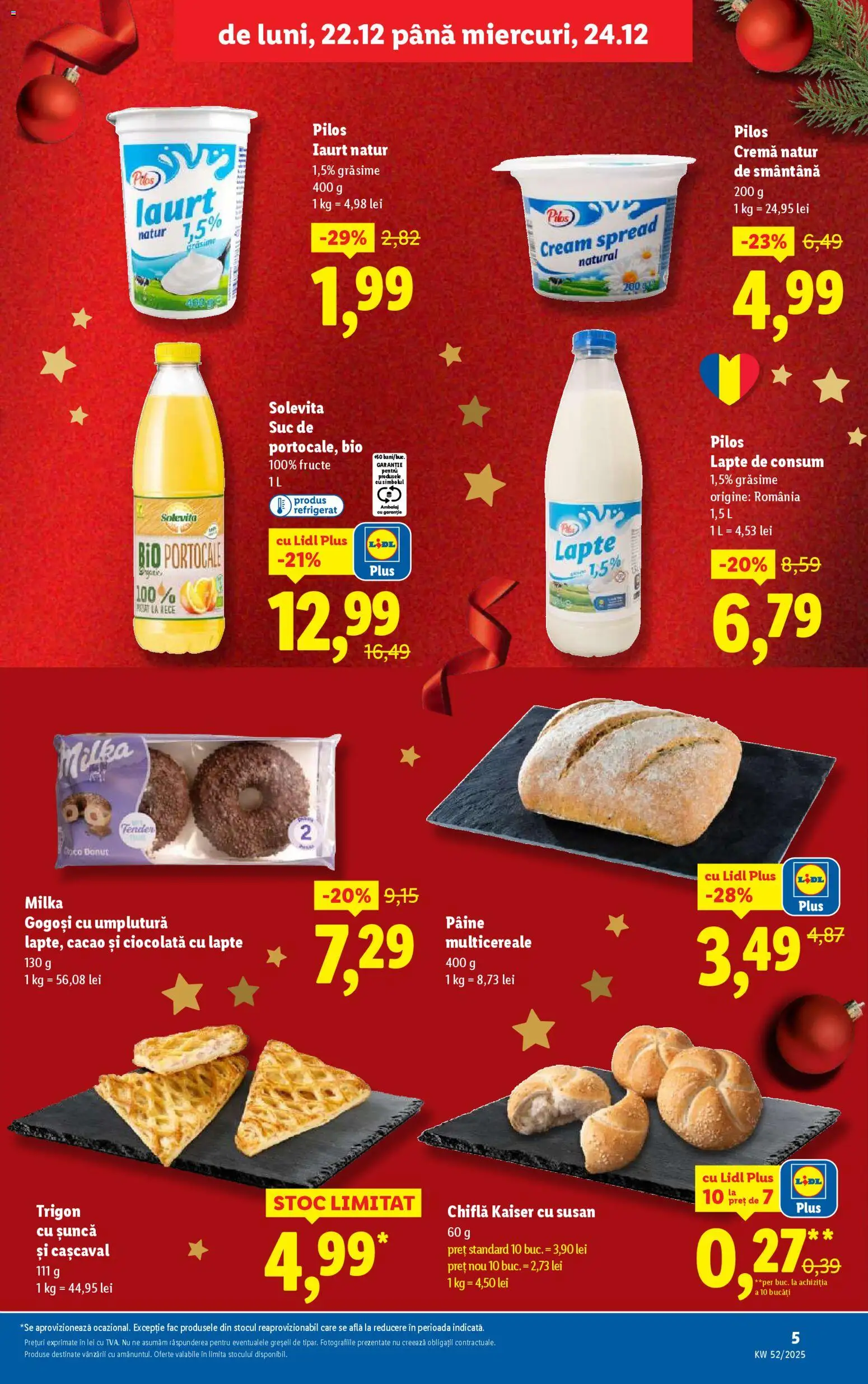 Noul catalog Lidl – valabil de la 22.12.2025 | Pagină: 5 | Produse: Toplar, Cașcaval, Pâine, Suc