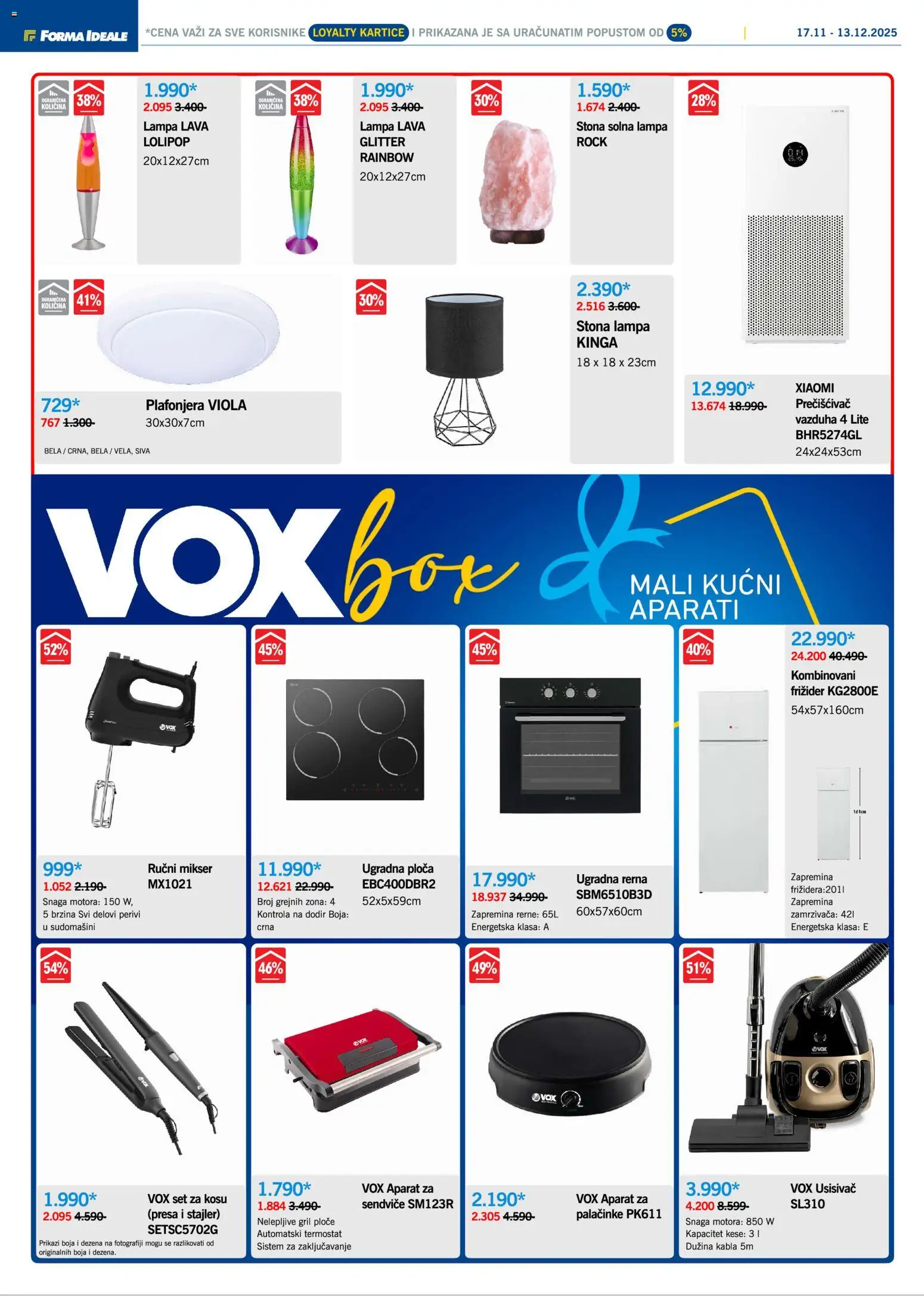 Forma Ideale katalog - važi od 17.11.2025 | Strana: 3 | Proizvode: Xiaomi, Lampa, Kombinovani frižider, Palačinke