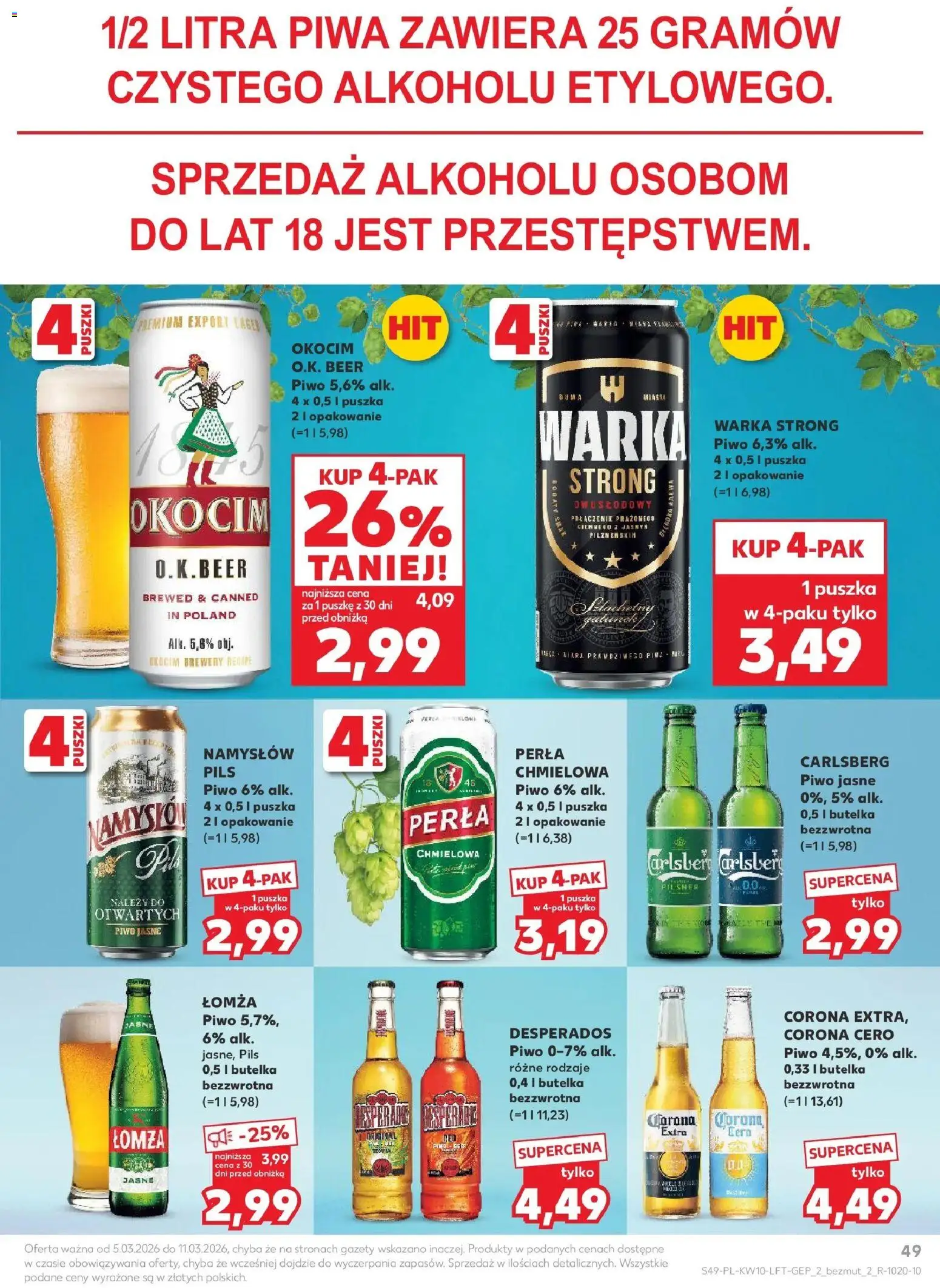 Kaufland gazetka od 05.03.2026 | Strona: 49 | Produkty: Warka, Piwo