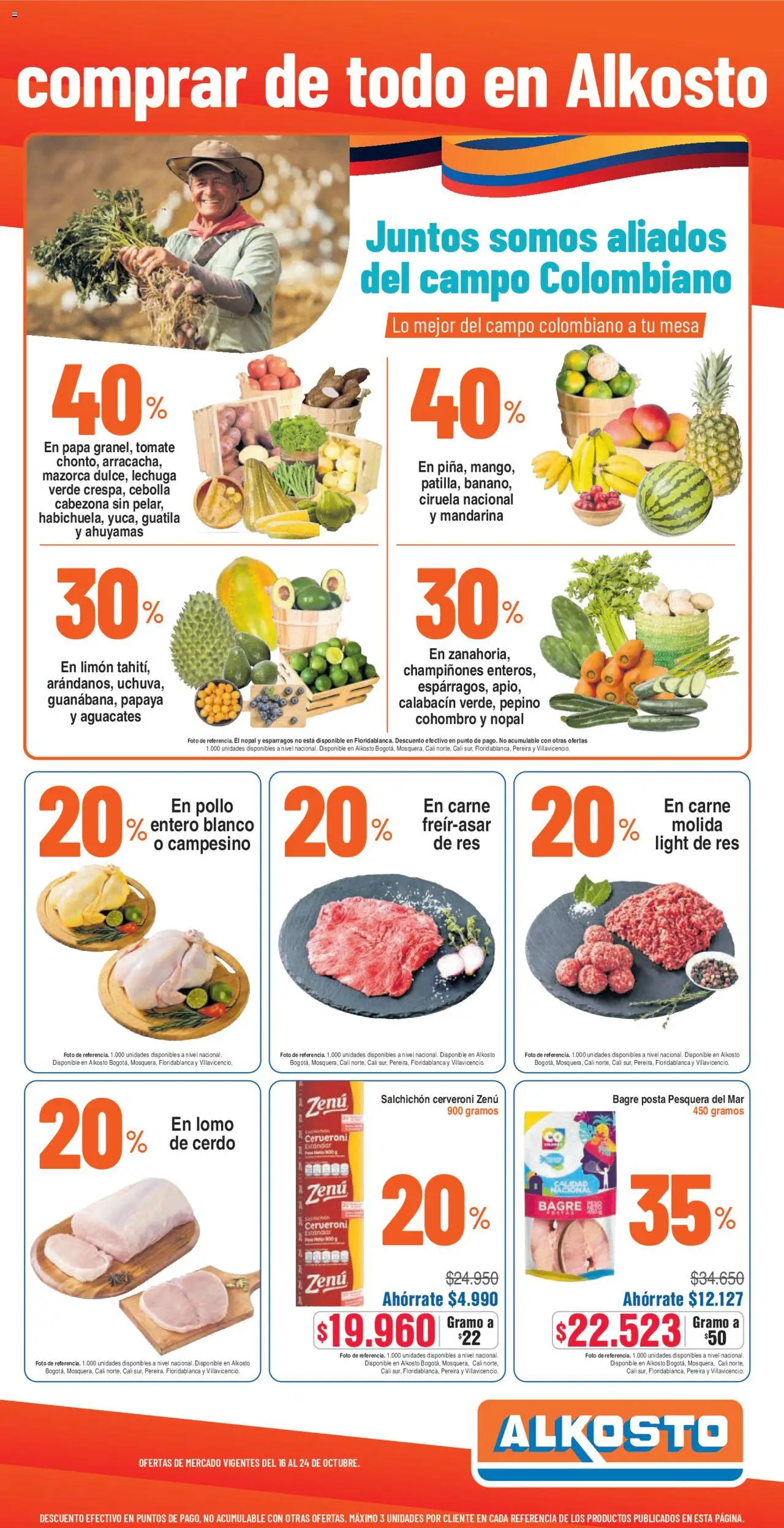 Alkosto - Hot Sale │ válido desde el 16.10.2025 | Página: 9 | Productos: Calabacín, Cerdo, Παγωμένο τσάι, Mesa