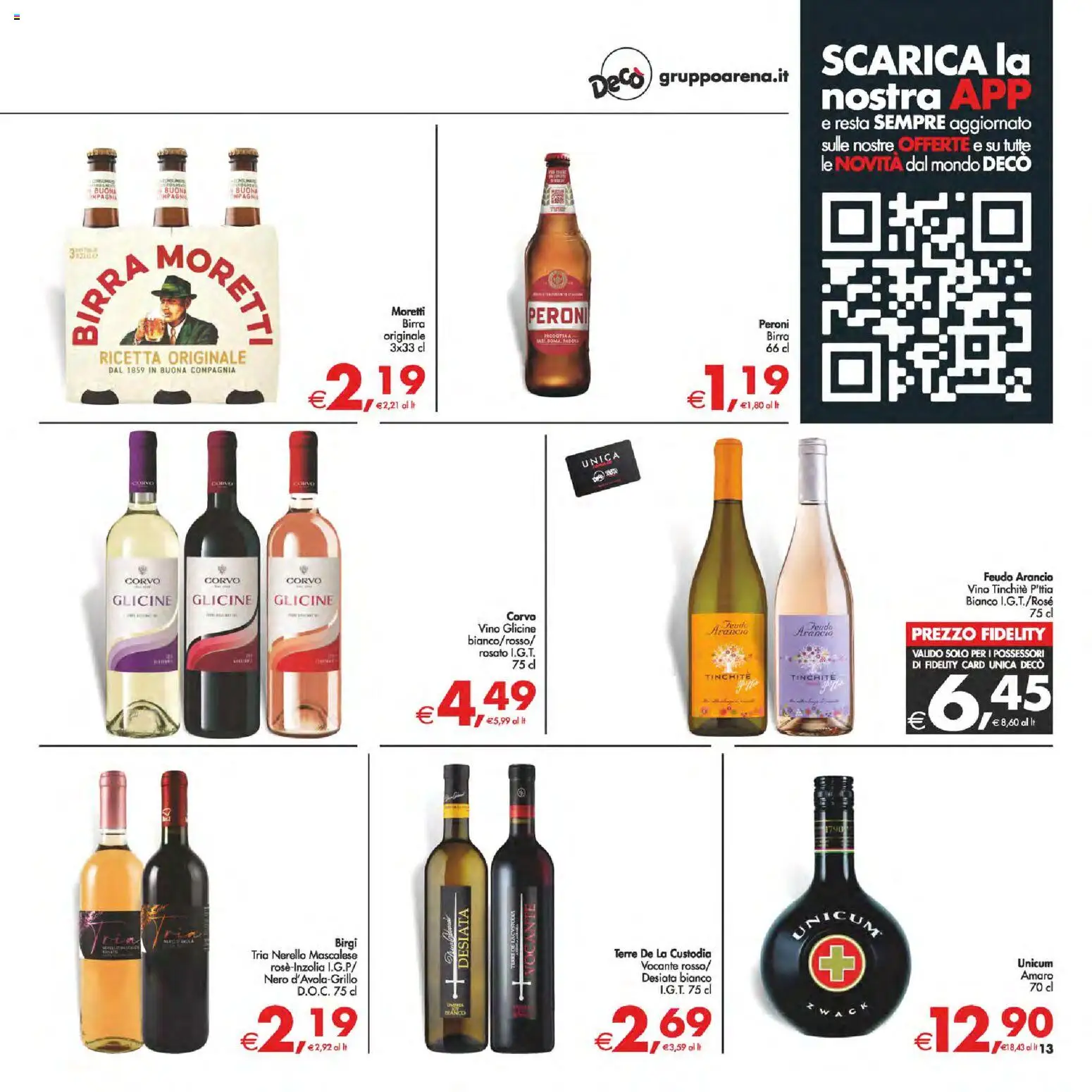 Volantino Decò del 06.03.2026 | Pagina: 13 | Prodotti: Birra, Vino, Amaro