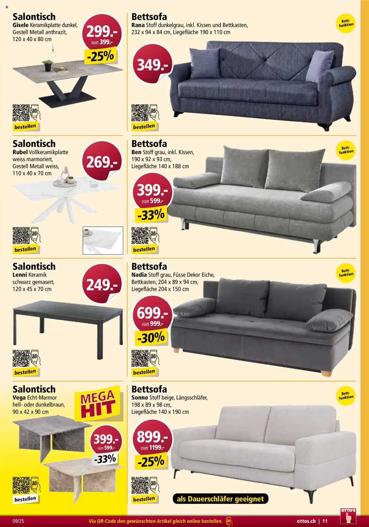 Otto's Aktionen Möbelflyer ab 01.09.2025 | Seite: 11 | Produkte: Kissen, Bett