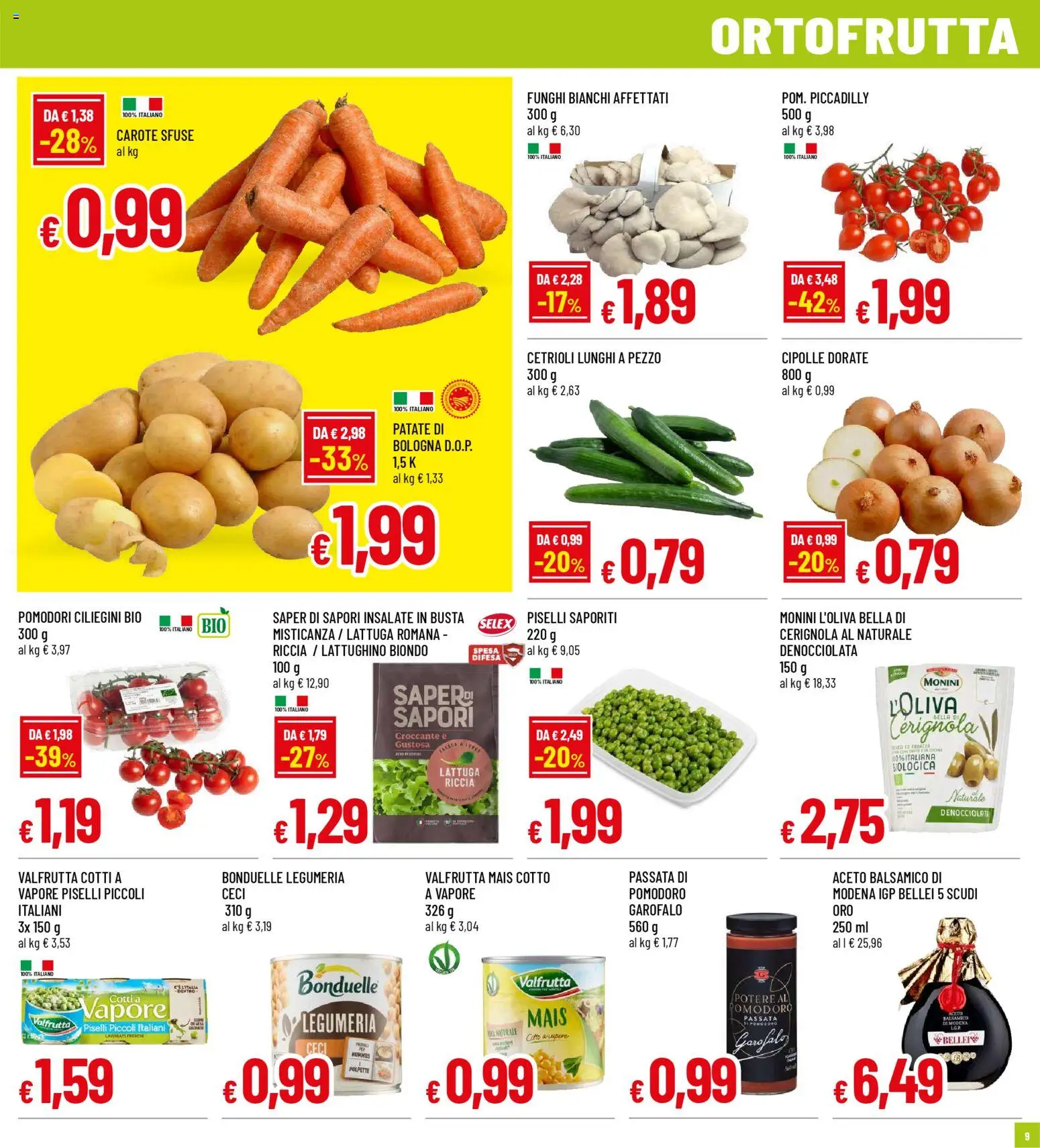 Volantino Famila del 23.04.2026 | Pagina: 9 | Prodotti: Cetrioli, Cipolle, Piselli, Lattuga