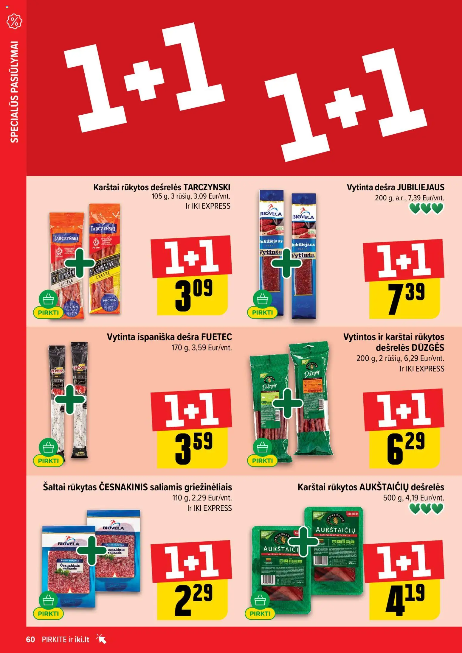 IKI akcijos nuo 10.11.2025 | Puslapis: 60 | Prekių: Dešrelės, Saliamis, Dešra