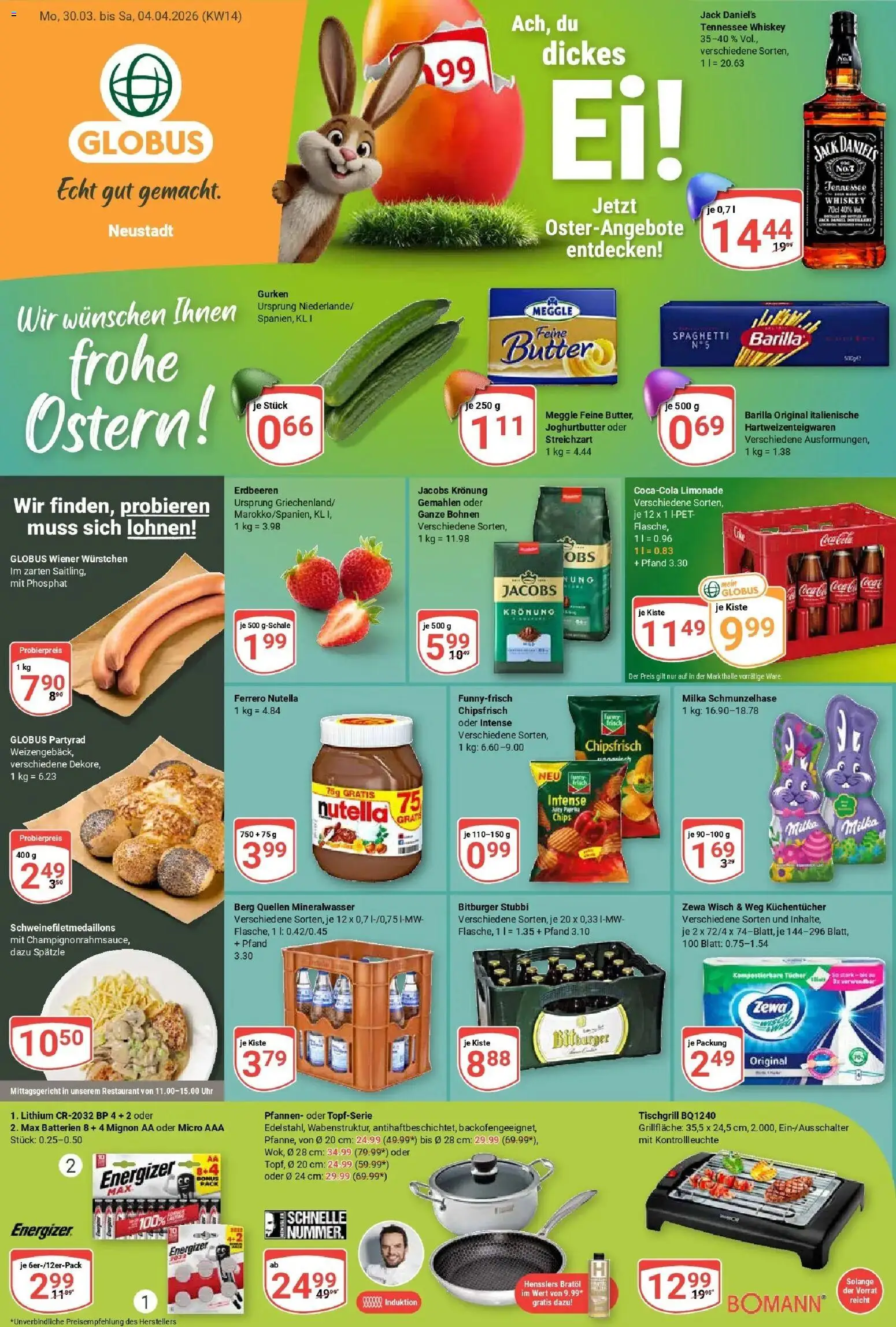 Globus prospekt Neustadt	 – gültig ab 30.03.2026 | Seite: 7 | Produkte: Bitburger, Batterien, Butter, Barilla