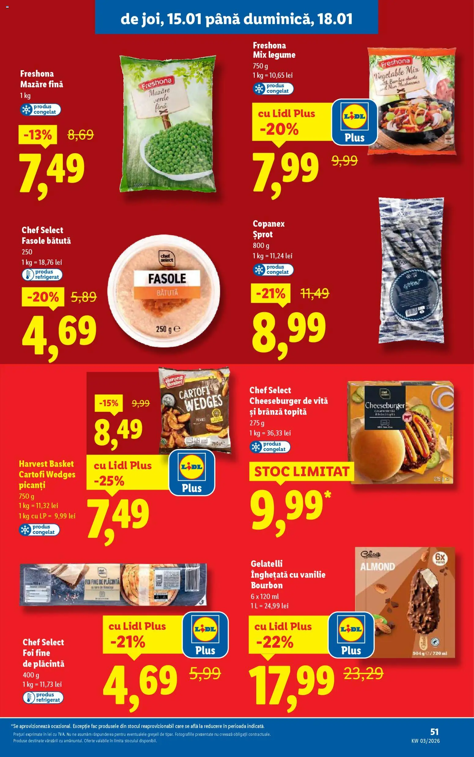 Noul catalog Lidl – valabil de la 12.01.2026 | Pagină: 51 | Produse: Mazăre, Çarşaf, Înghețată, Cartofi