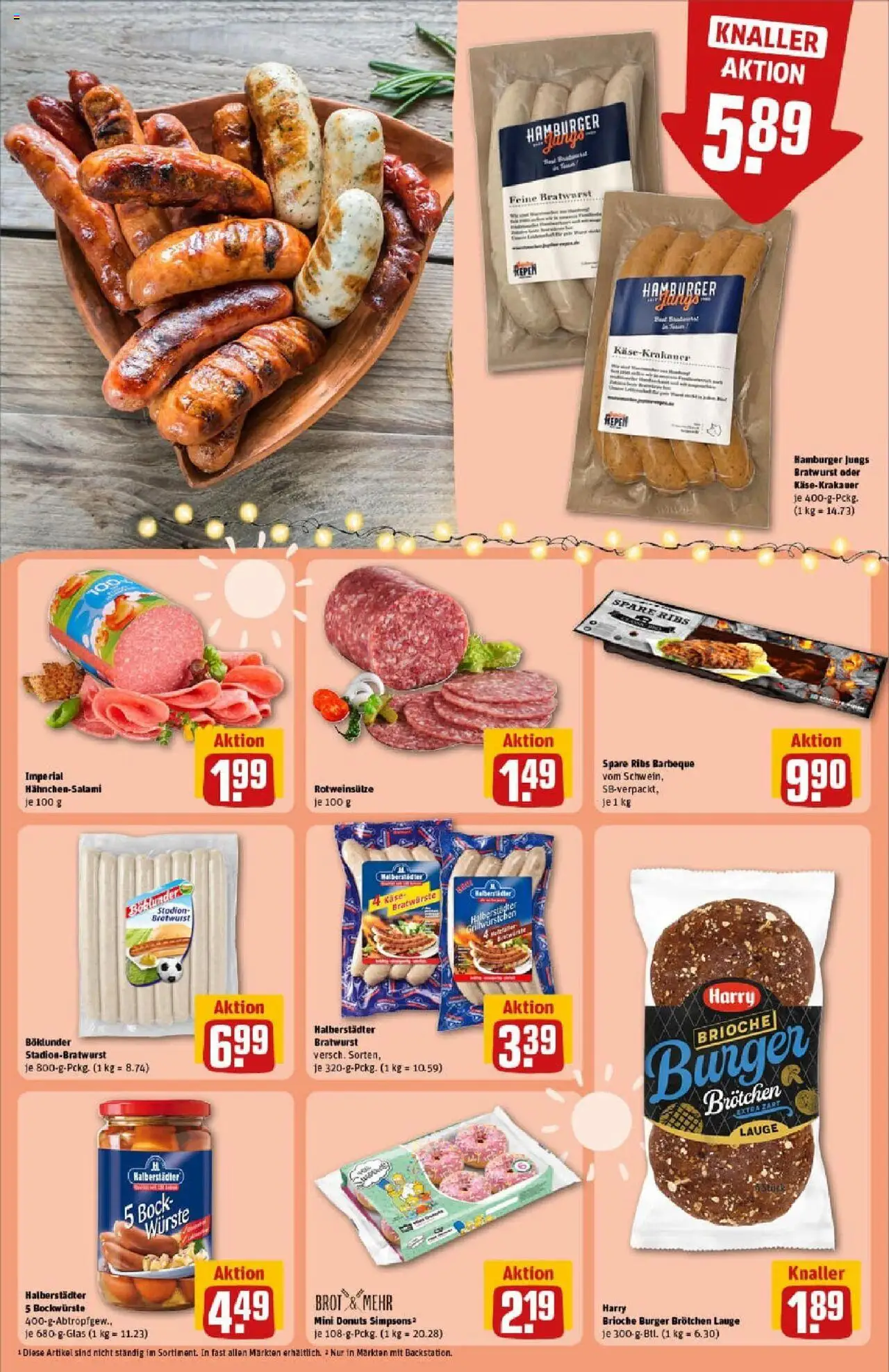Rewe prospekt Uelzen	 - gültig ab dem 06.07.2025 | Seite: 19 | Produkte: Bratwurst, Burger, Donuts, Salami