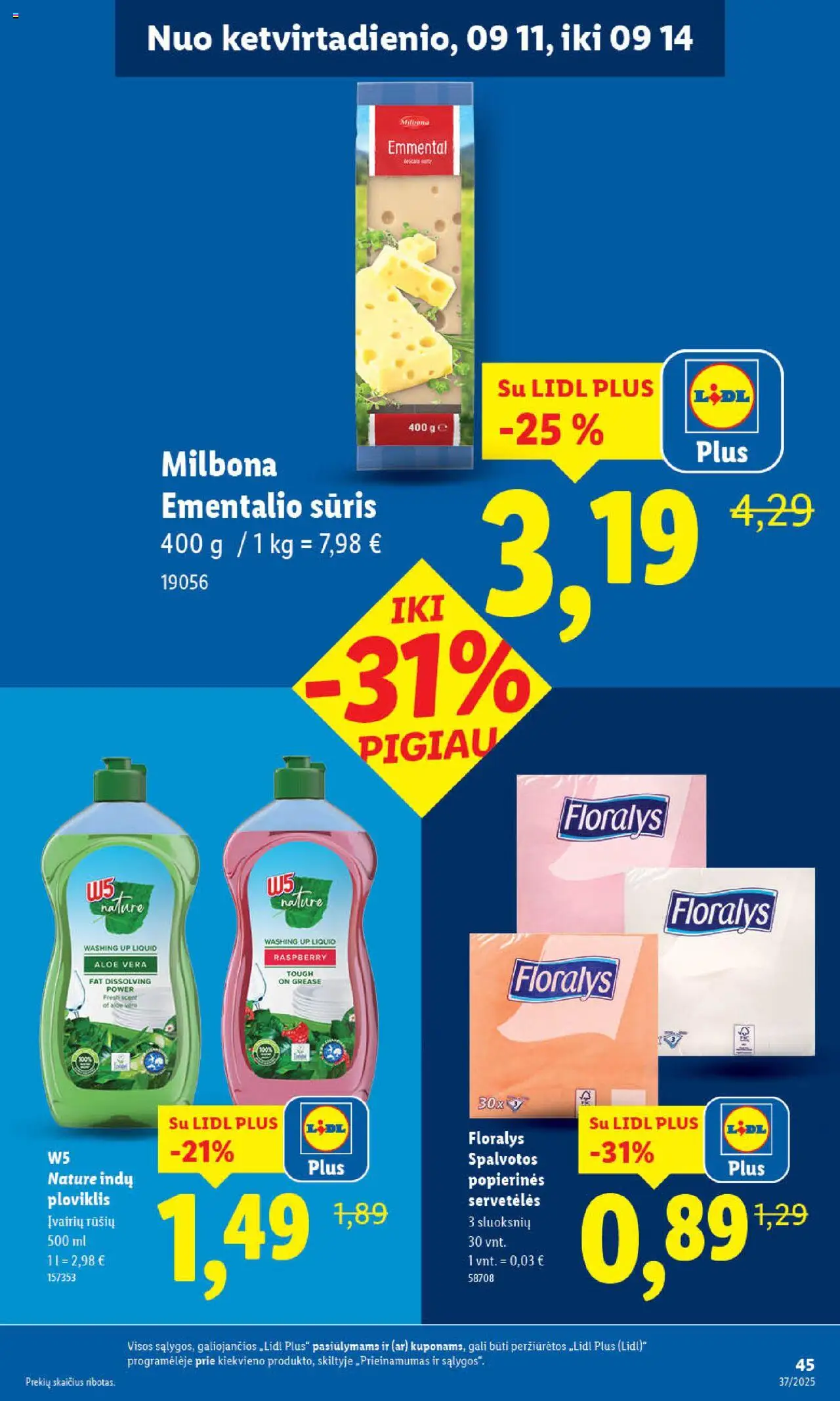 LIDL akcijos nuo 08.09.2025 | Puslapis: 45 | Prekių: Sūris, Ploviklis