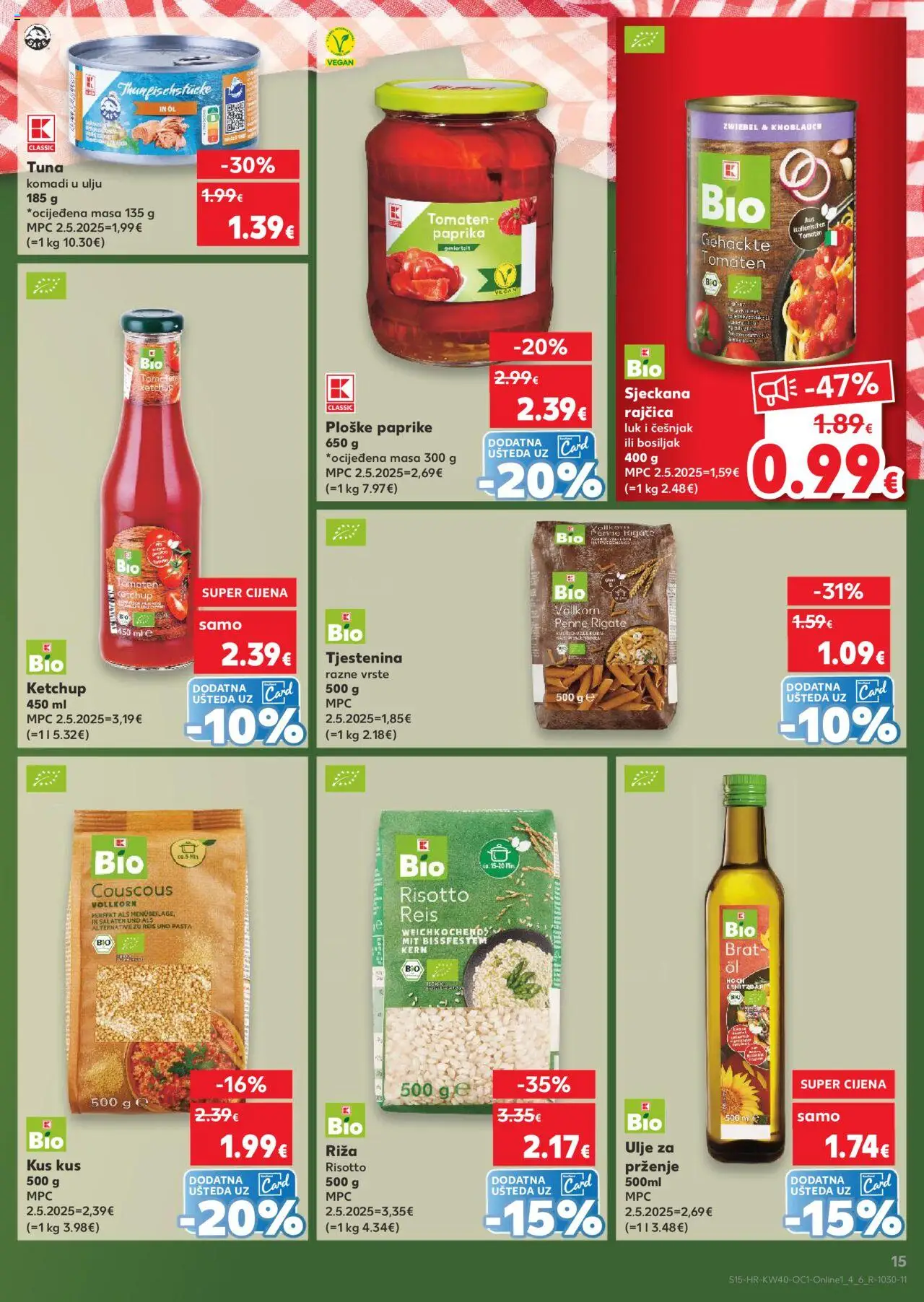Kaufland katalog | vrijedi od 01.10.2025 | Stranica: 15 | Proizvodi: Luk, Rajčica, Tuna, Kus kus