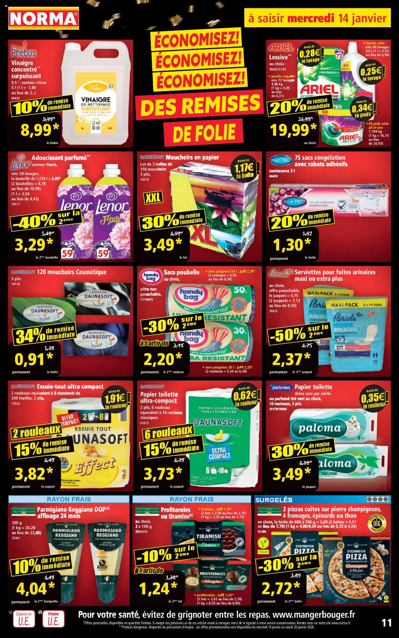 {H1} | Page: 11 | Produits: Papier toilette, Lenor, Lessive, Vinaigre