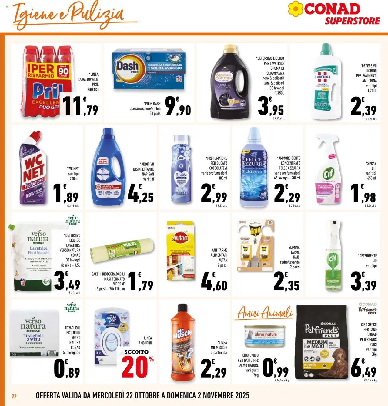Volantino Conad del 22.10.2025 | Pagina: 22 | Prodotti: Pollo, Riso, Candeggina, Lavastoviglie