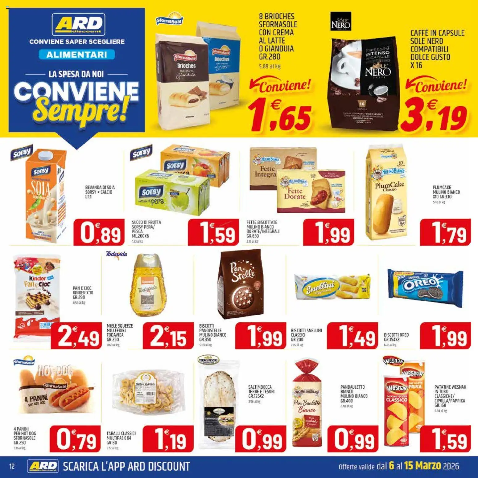 Volantino ARD Discount del 06.03.2026 | Pagina: 12 | Prodotti: Patatine, Caffe in capsule, Fette biscottate, Miele