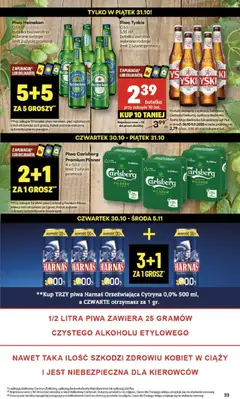 Pogląd oferty "Delikatesy Centrum Gazetka" - ważna od 30.10.2025 | Strona: 33 | Produkty: Delikatesy, Harnaś, Piwo Carlsberg, Piwo