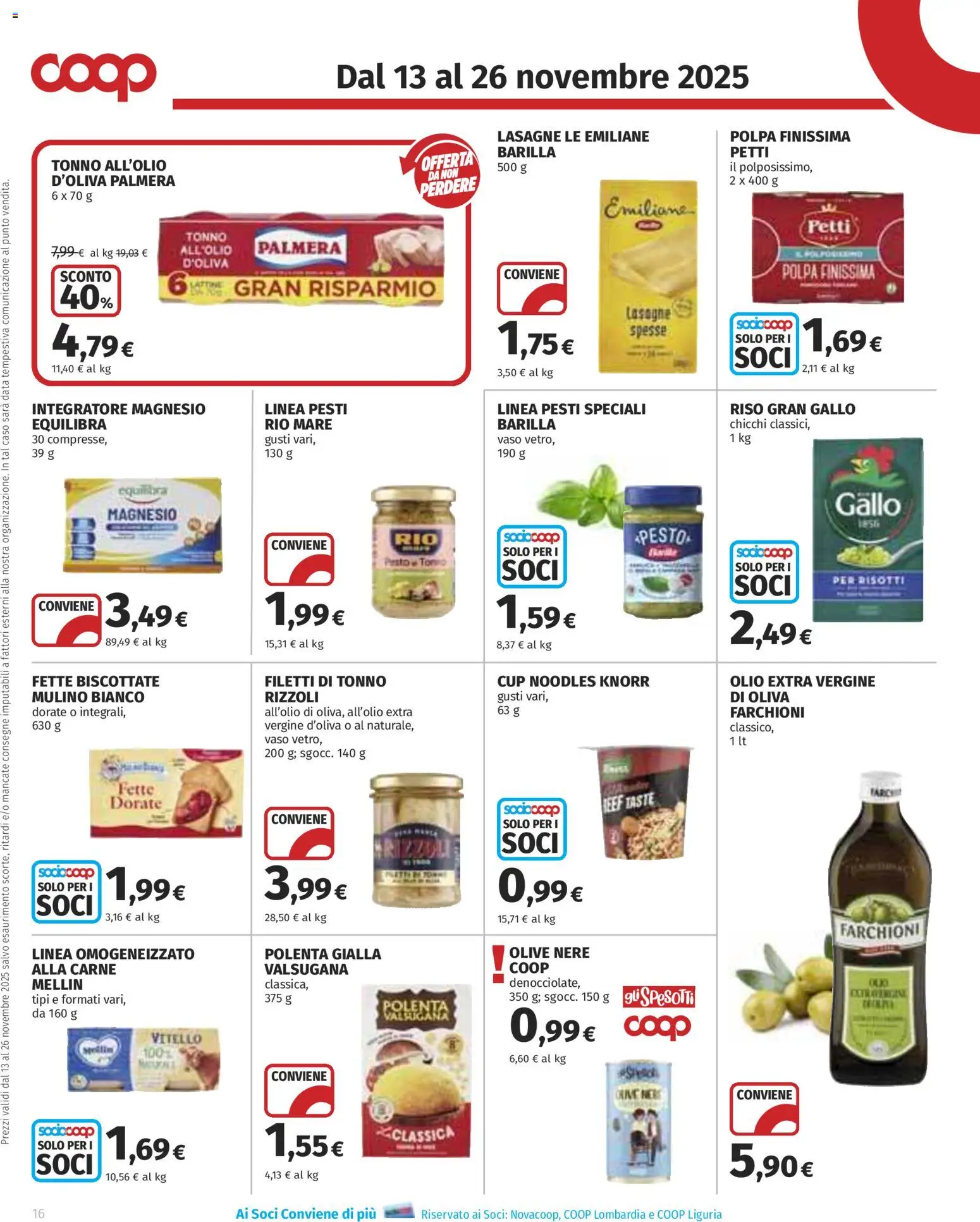 Volantino COOP del 13.11.2025 | Pagina: 16 | Prodotti: Riso, Data, Pesto, Olio extra vergine