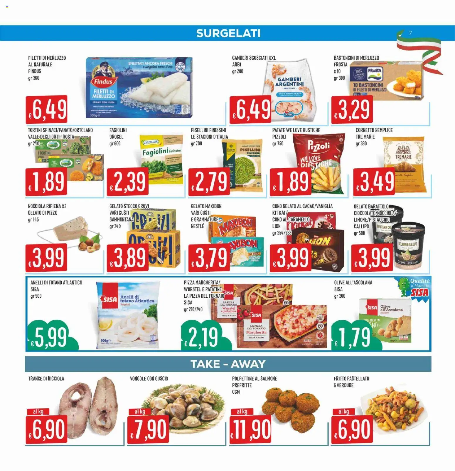 Volantino SISA del 16.04.2026 | Pagina: 7 | Prodotti: Salmone, Gamberi, Verdure, Totano