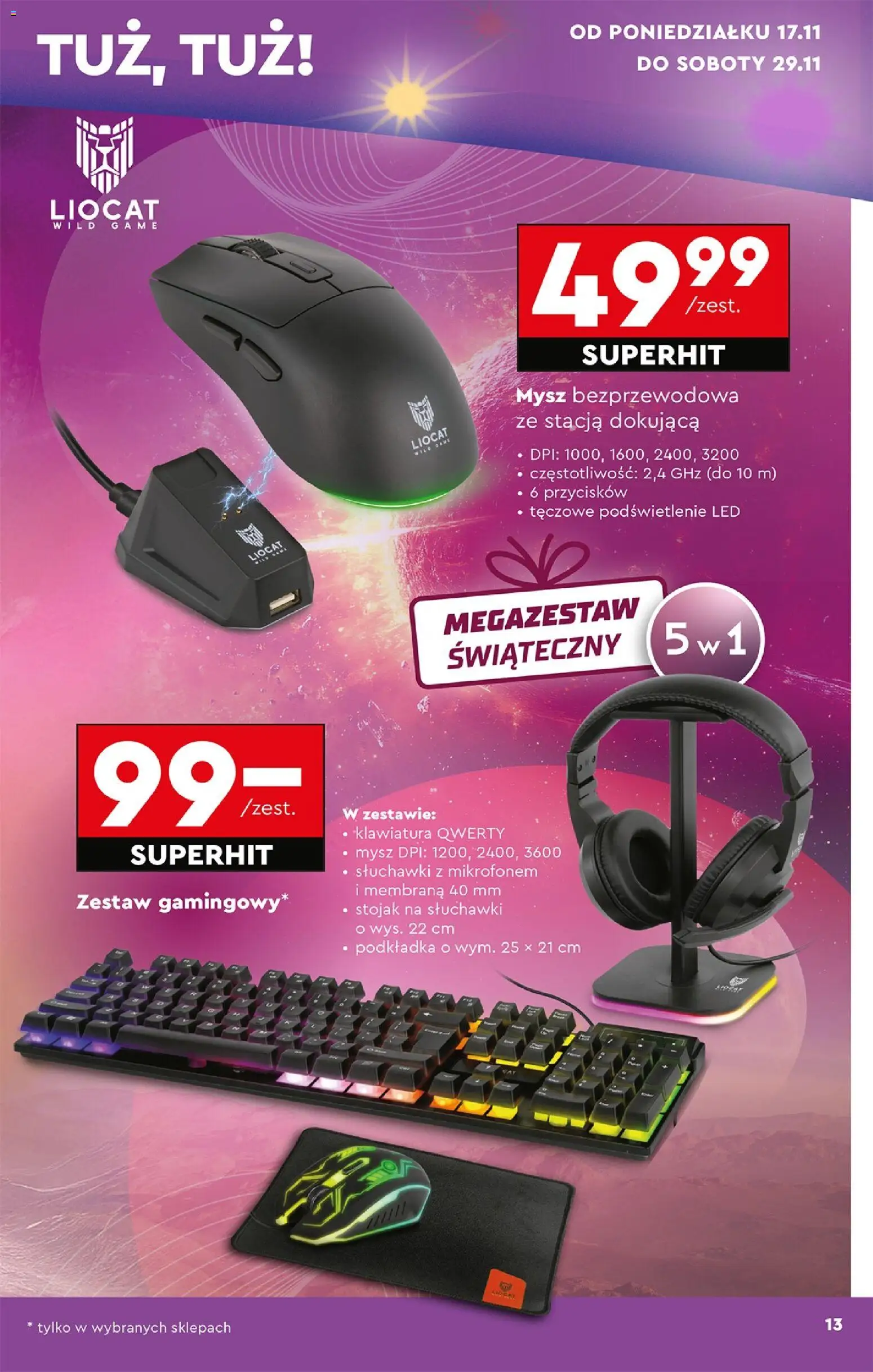 Biedronka Black Friday od 15.11.2025 | Strona: 15 | Produkty: Mysz, Klawiatura, Słuchawki