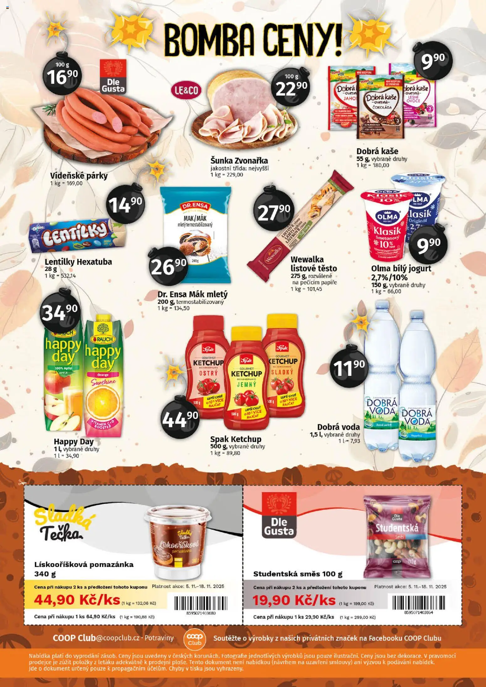 Coop leták - Tuty od 05.11.2025 | Strana: 12 | Produkty: Ovoce, Vídeňské párky, Mák mletý, Studentská směs